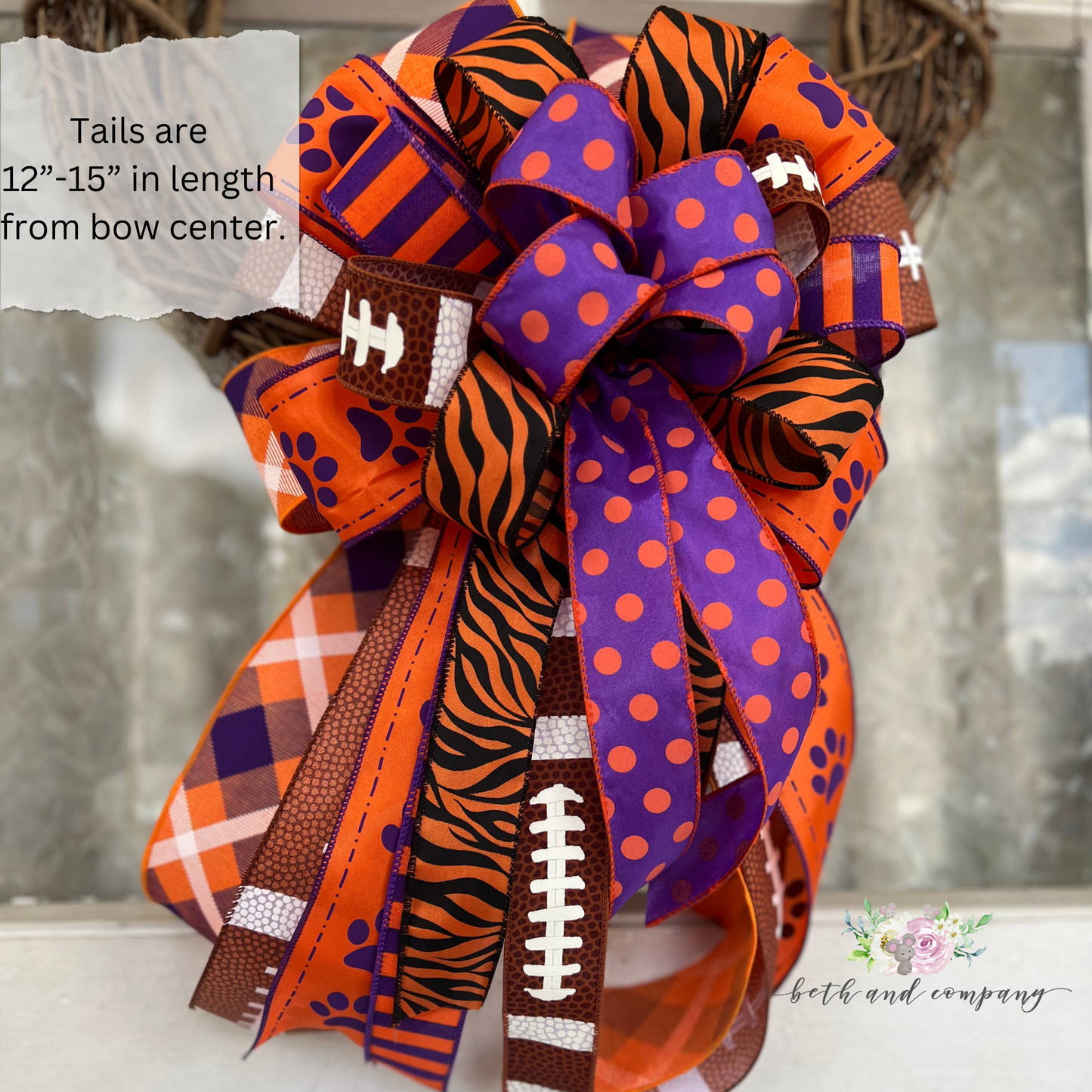 Clemson Tigers Inspired Wreath Bow, Game Day Bow