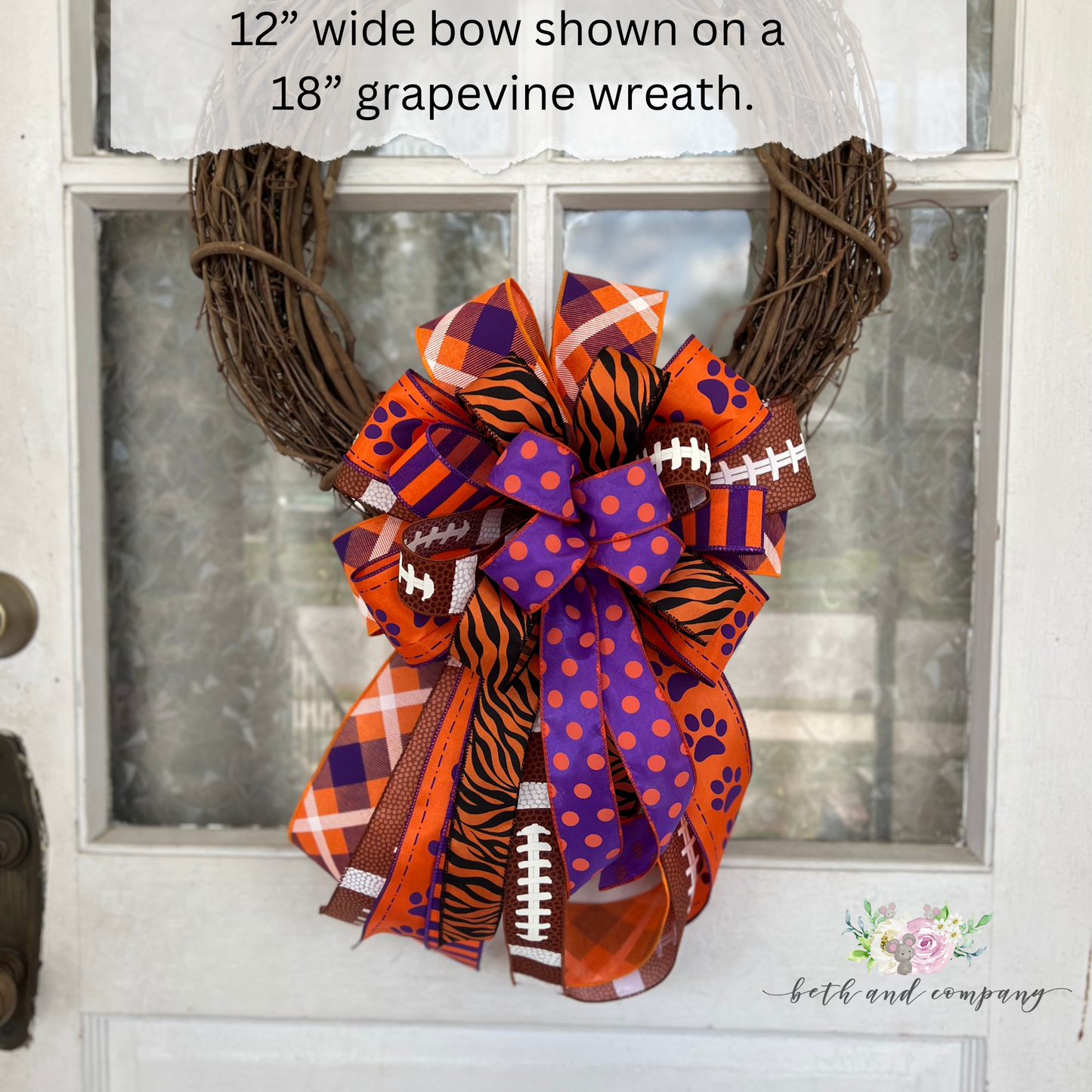 Clemson Tigers Inspired Wreath Bow, Game Day Bow