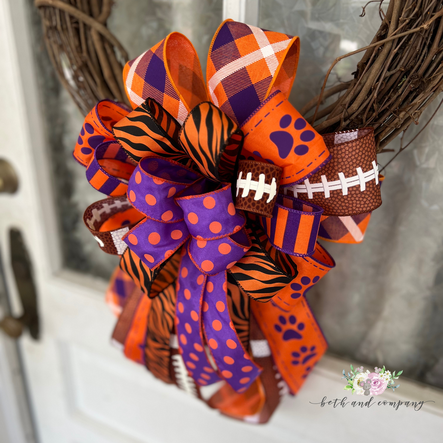 Clemson Tigers Inspired Wreath Bow, Game Day Bow