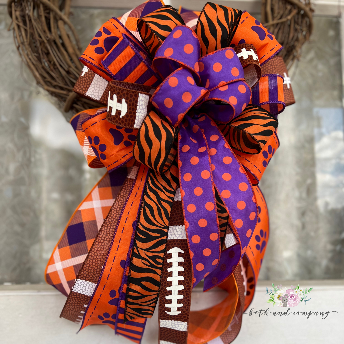 Clemson Tigers Inspired Wreath Bow, Game Day Bow