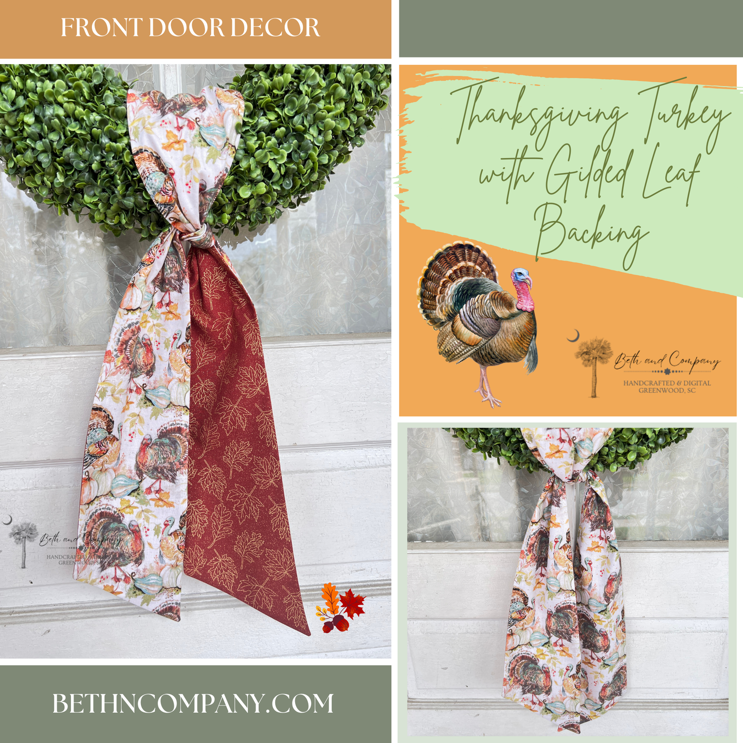 Thanksgiving Turkey Wreath Sash