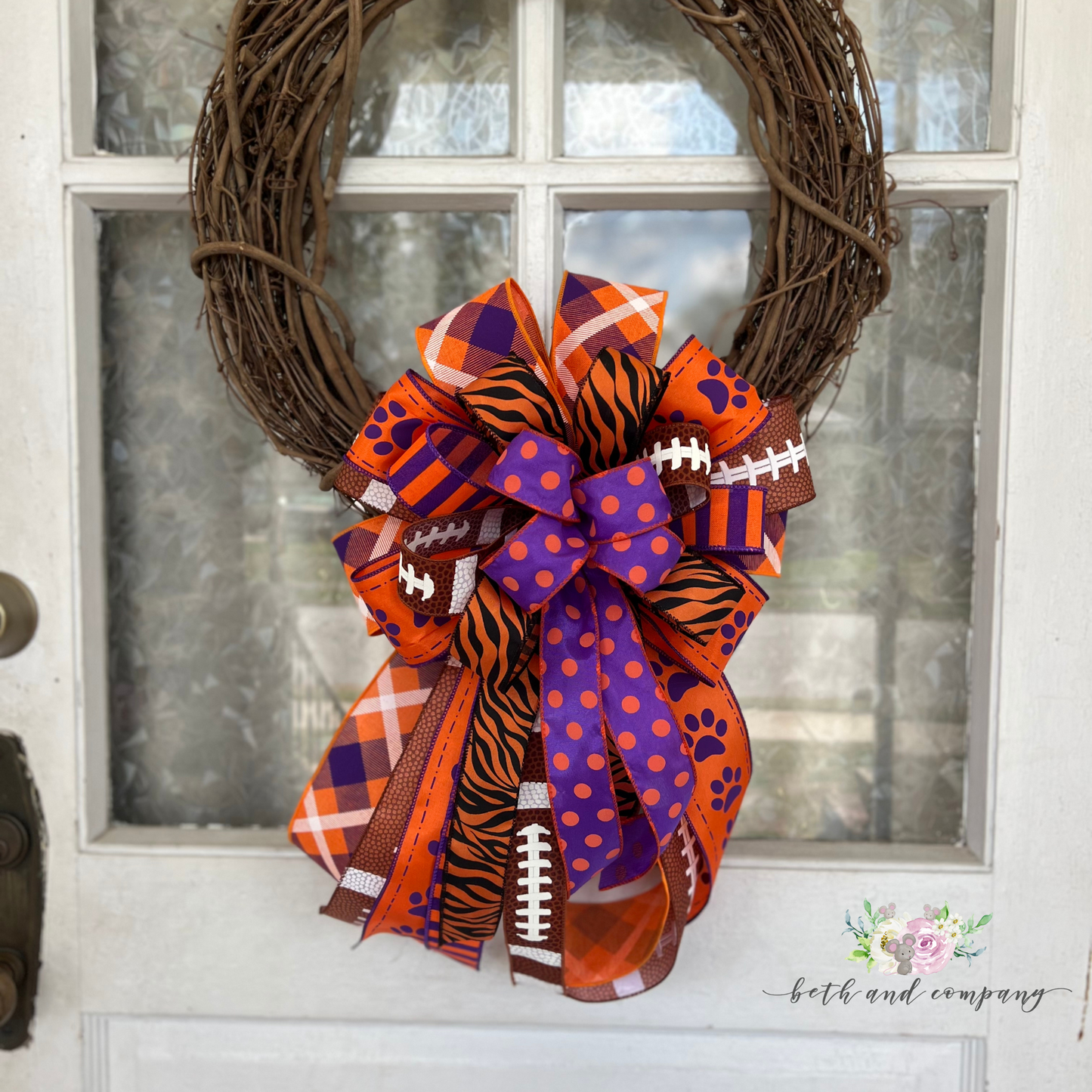 Clemson Tigers Inspired Wreath Bow, Game Day Bow