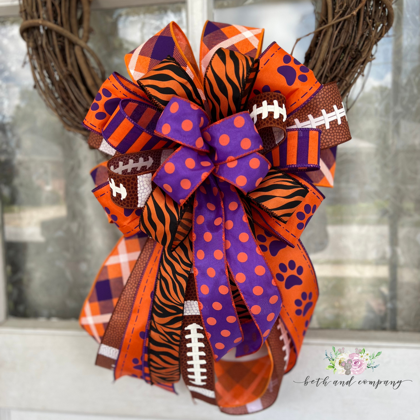 Clemson Tigers Inspired Wreath Bow, Game Day Bow