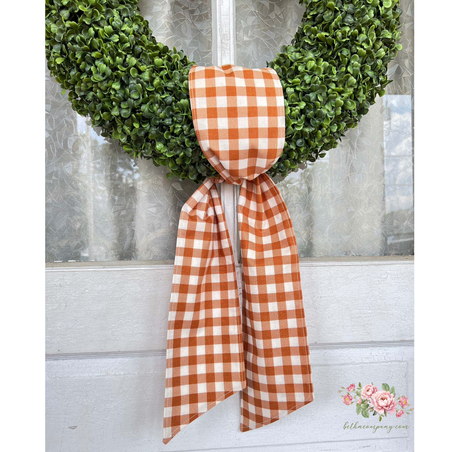 Fall Wreath Sash Pumpkin Spice Plaid Wreath Decor Buffalo Plaid Front Door Decor Wreath Sash Handmade Fabric Sash Fall Decoration