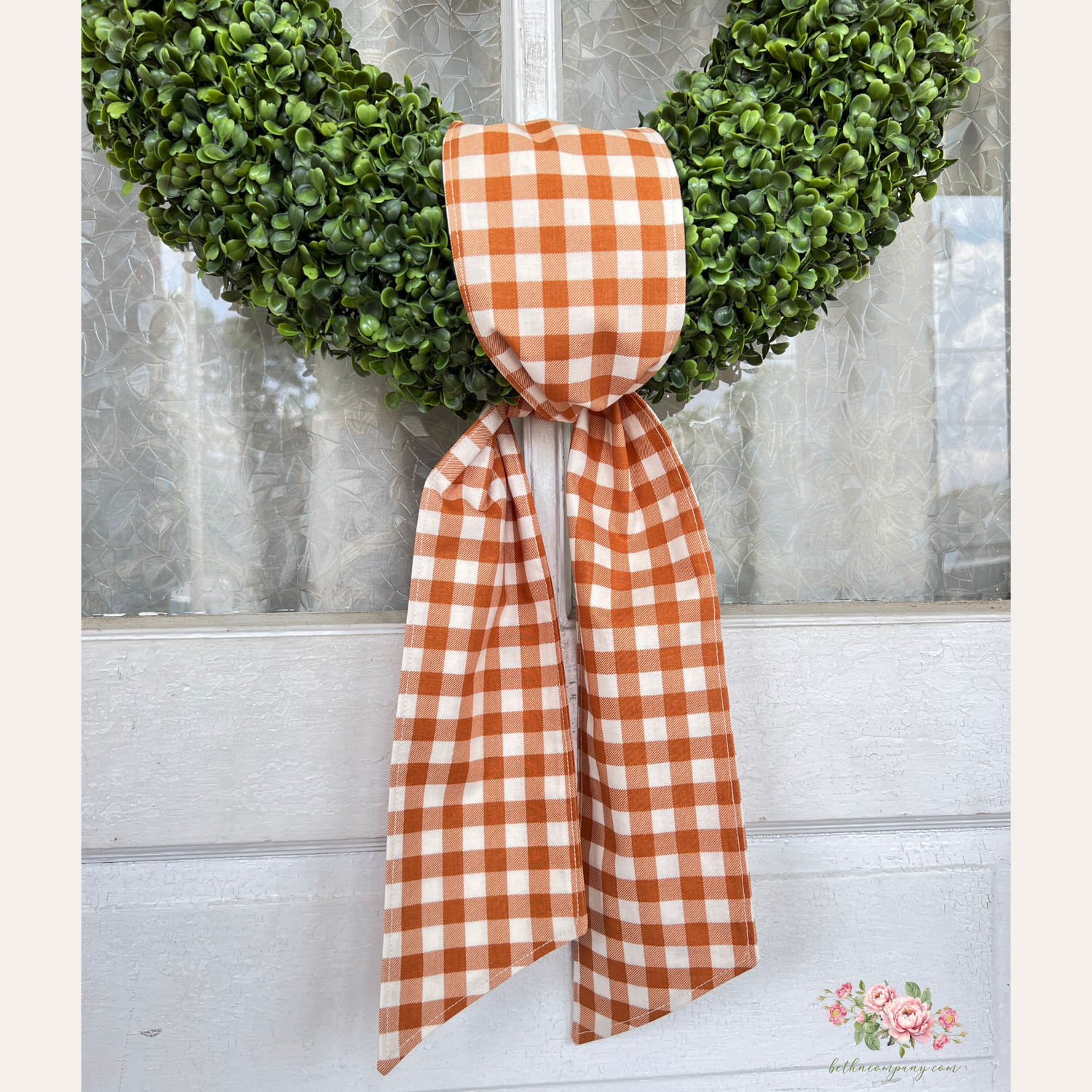 Fall Wreath Sash Pumpkin Spice Plaid Wreath Decor Buffalo Plaid Front Door Decor Wreath Sash Handmade Fabric Sash Fall Decoration - Beth and Company