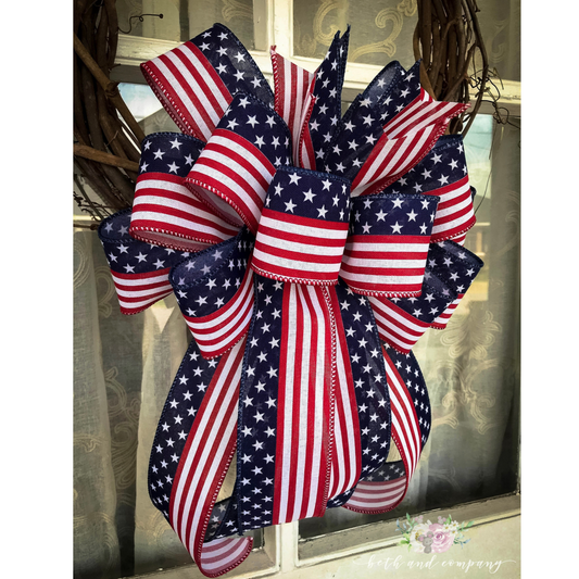 American Flag Wreath Bow - Beth and Company