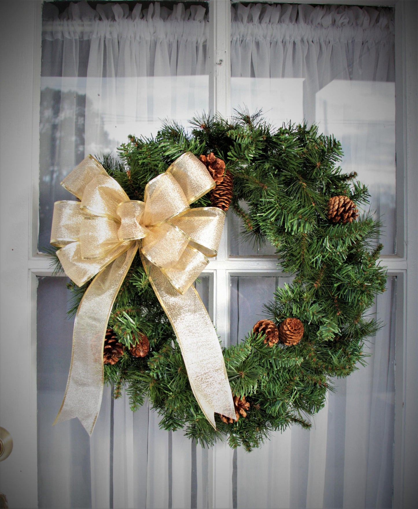 Christmas Bow Gold Christmas Bow for Wreath Silver Christmas Decor for Front Door Red Metallic Foil Crimped Edge