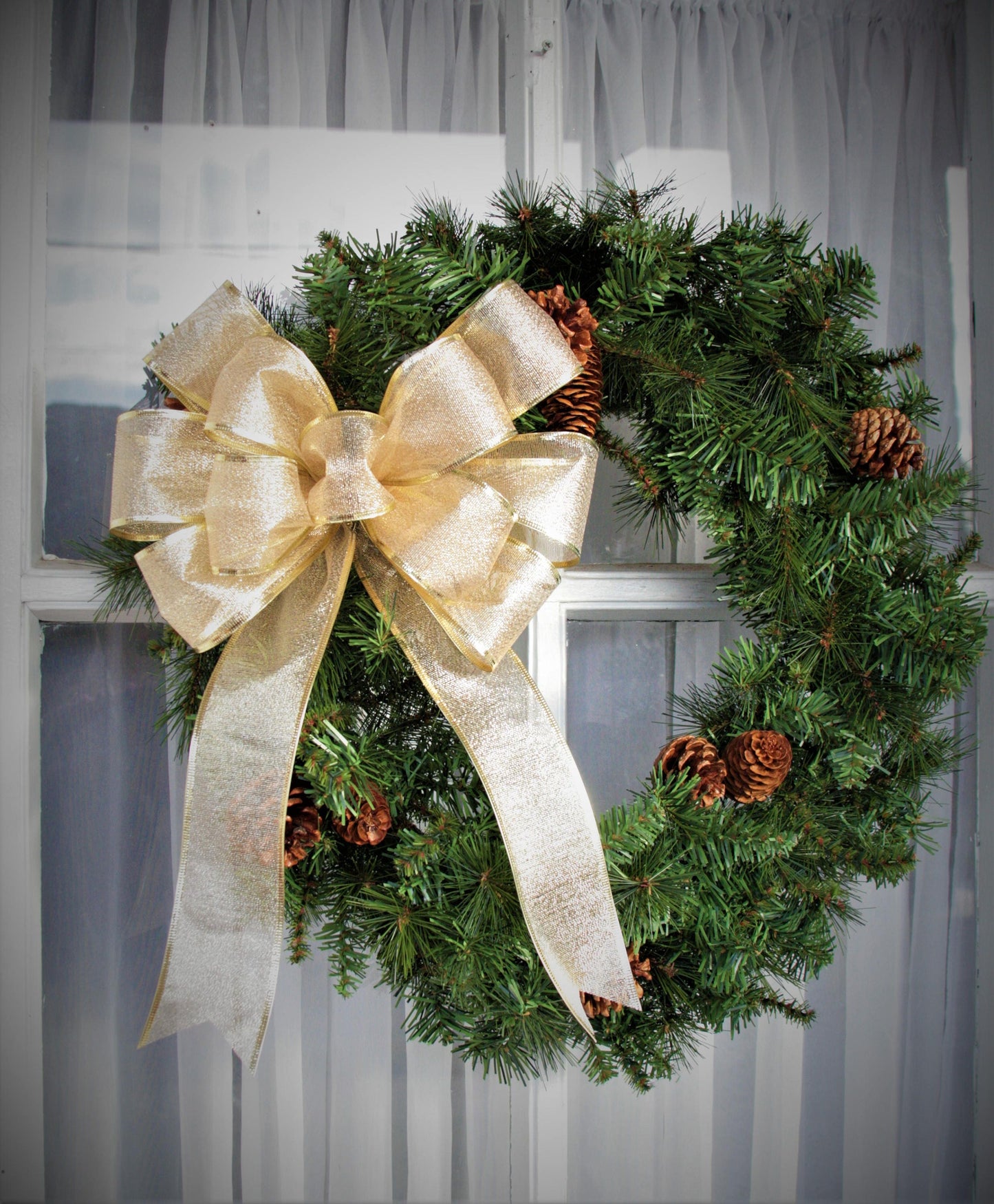 Christmas Bow Gold Christmas Bow for Wreath Silver Christmas Decor for Front Door Red Metallic Foil Crimped Edge