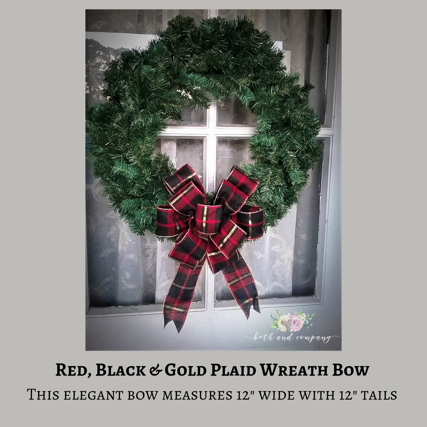Christmas Bow Red Black and Gold Christmas Wreath Bow Farmhouse Santa Bow