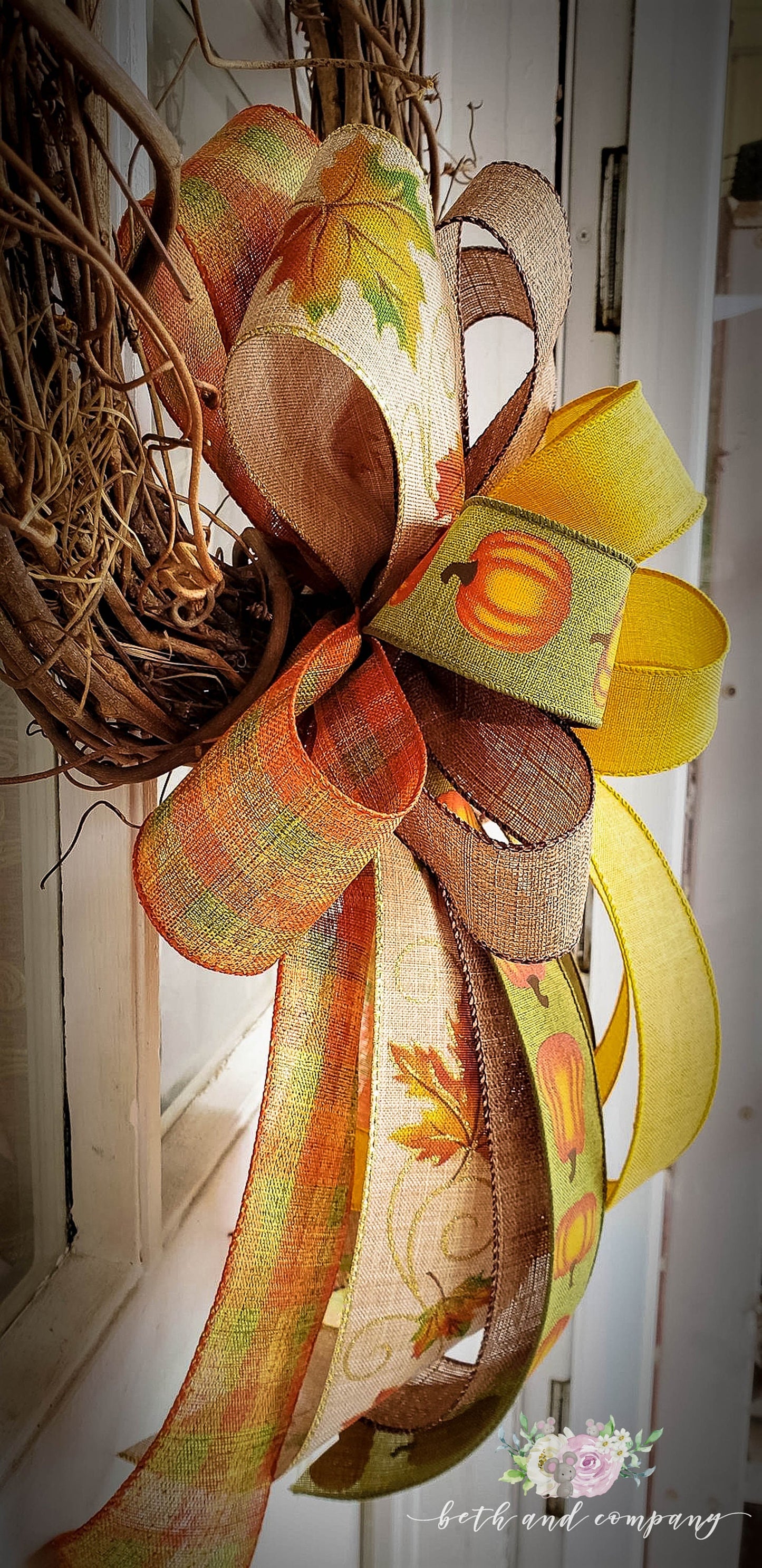 Fall Bow for Wreath Sunflower Yellow Fall Wreath Bow Fall Wedding Decor