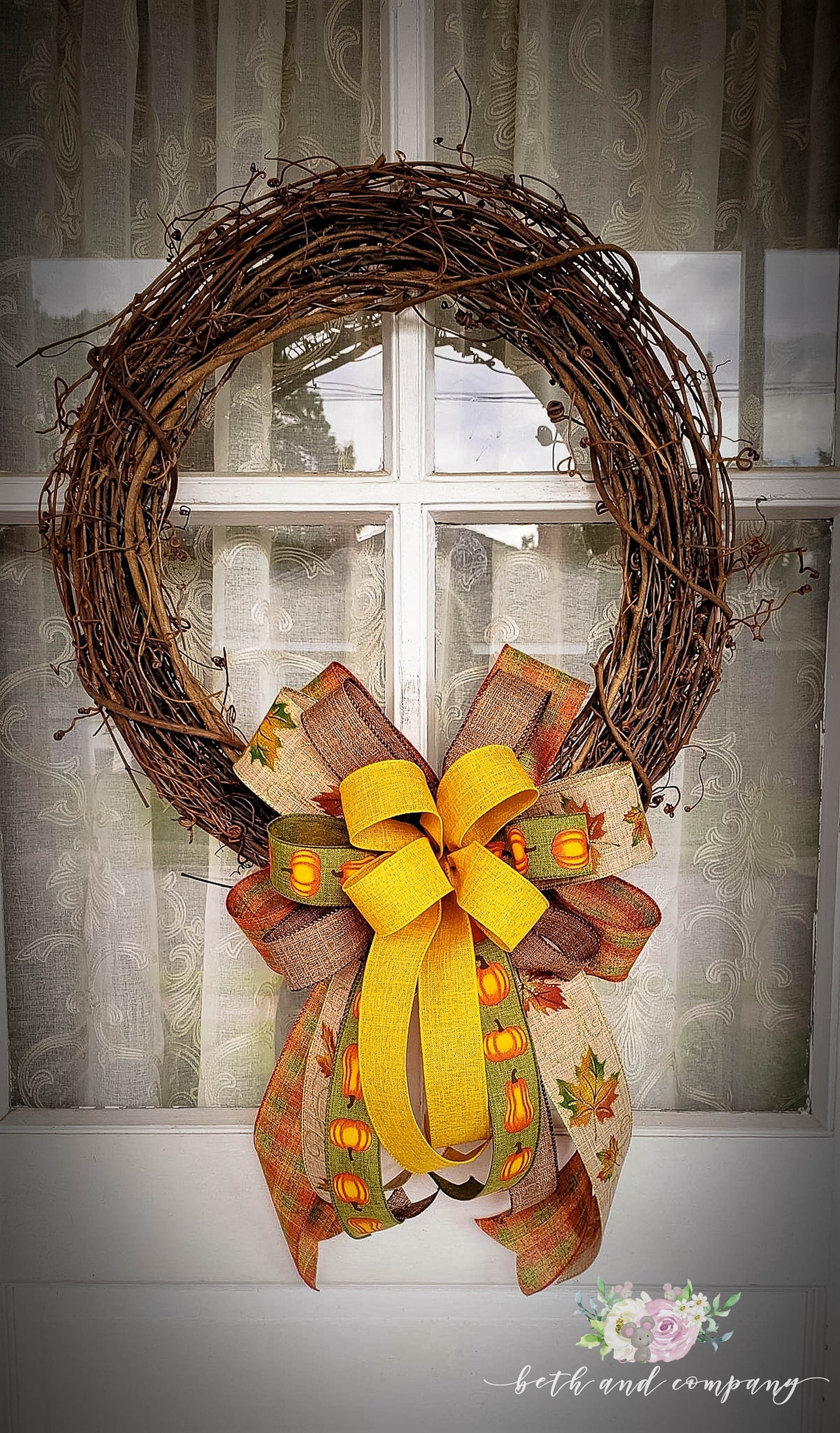 Fall Bow for Wreath Sunflower Yellow Fall Wreath Bow Fall Wedding Decor