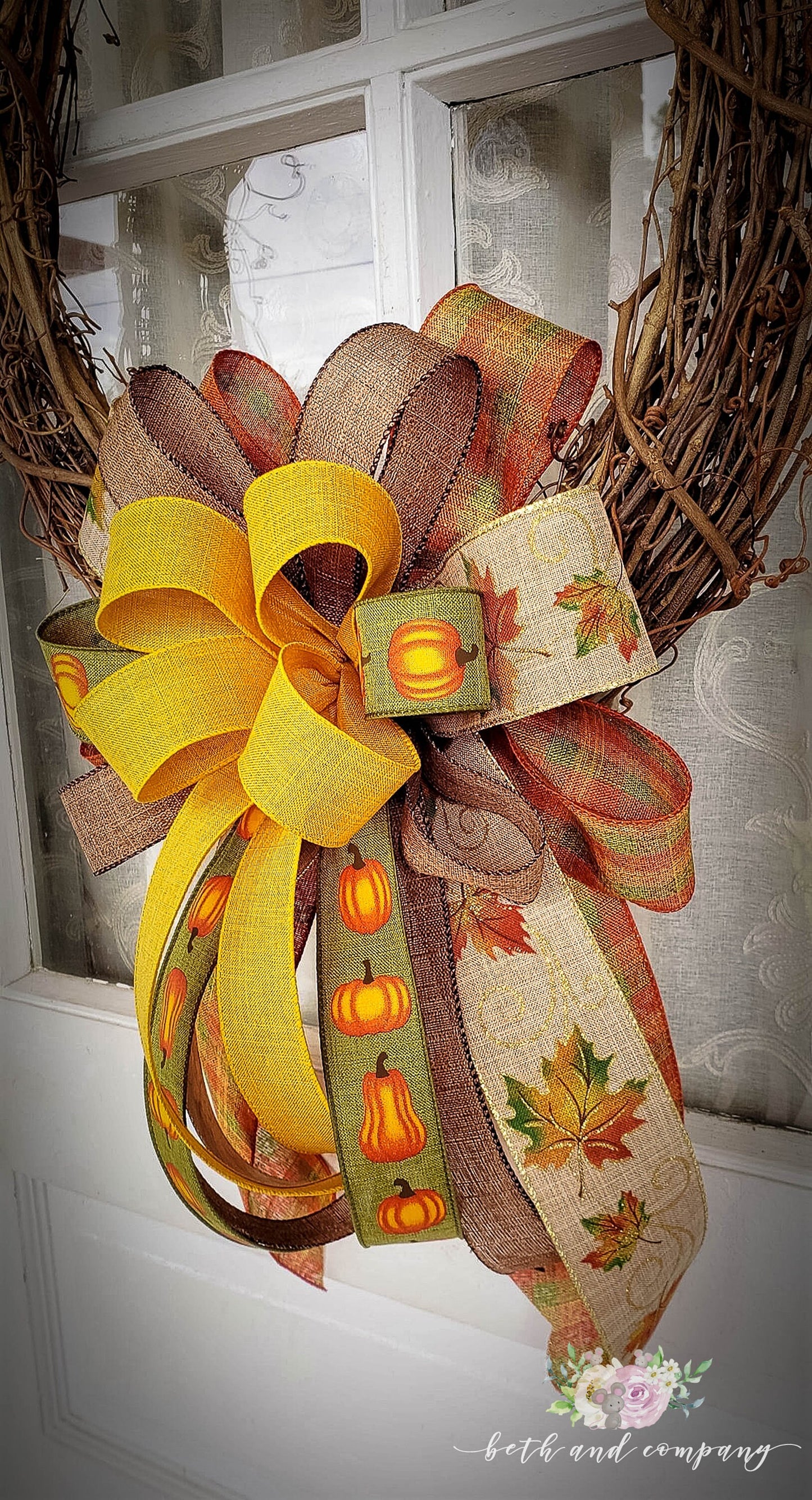 Fall Bow for Wreath Sunflower Yellow Fall Wreath Bow Fall Wedding Decor