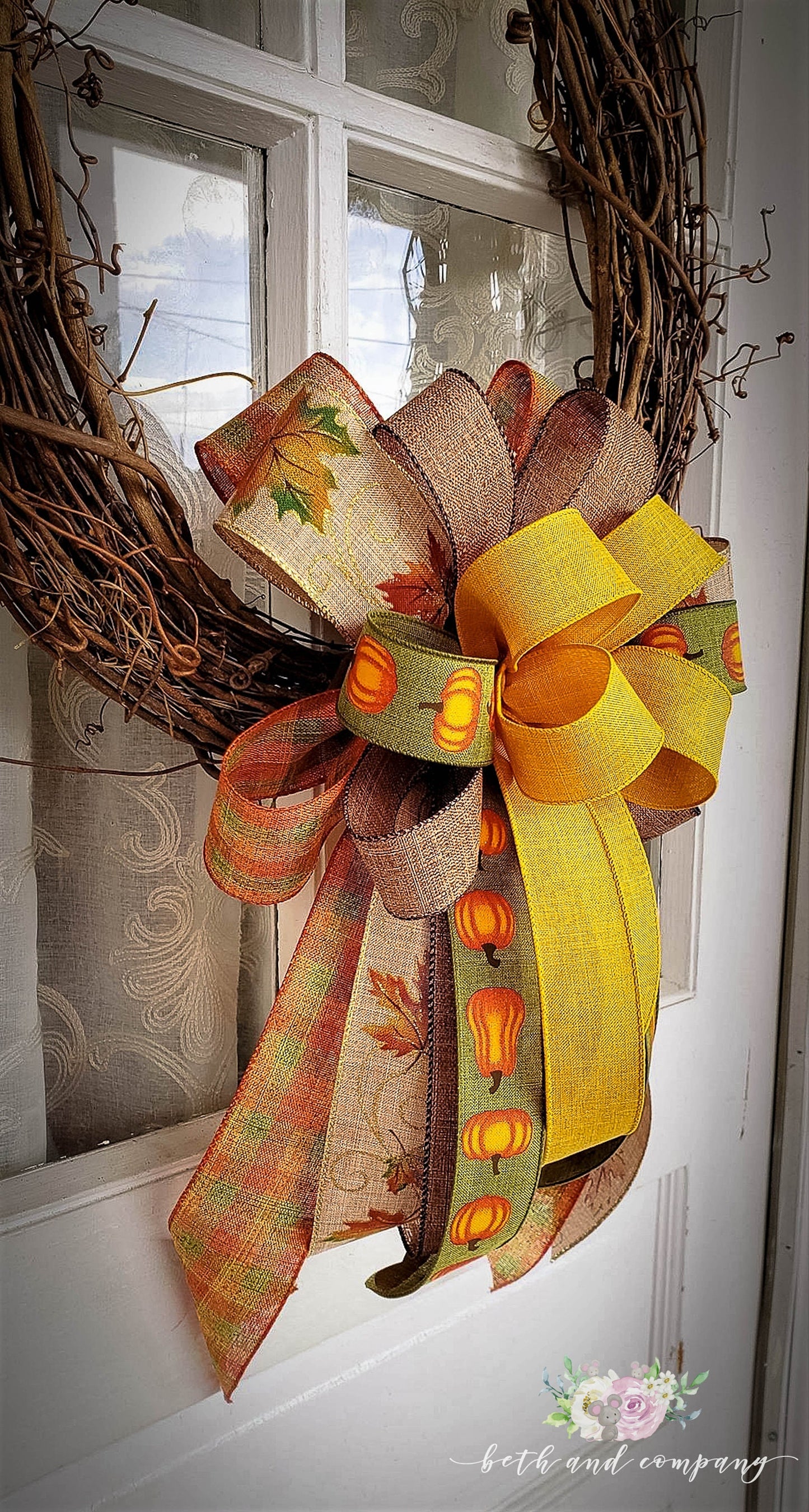 Fall Bow for Wreath Sunflower Yellow Fall Wreath Bow Fall Wedding Decor