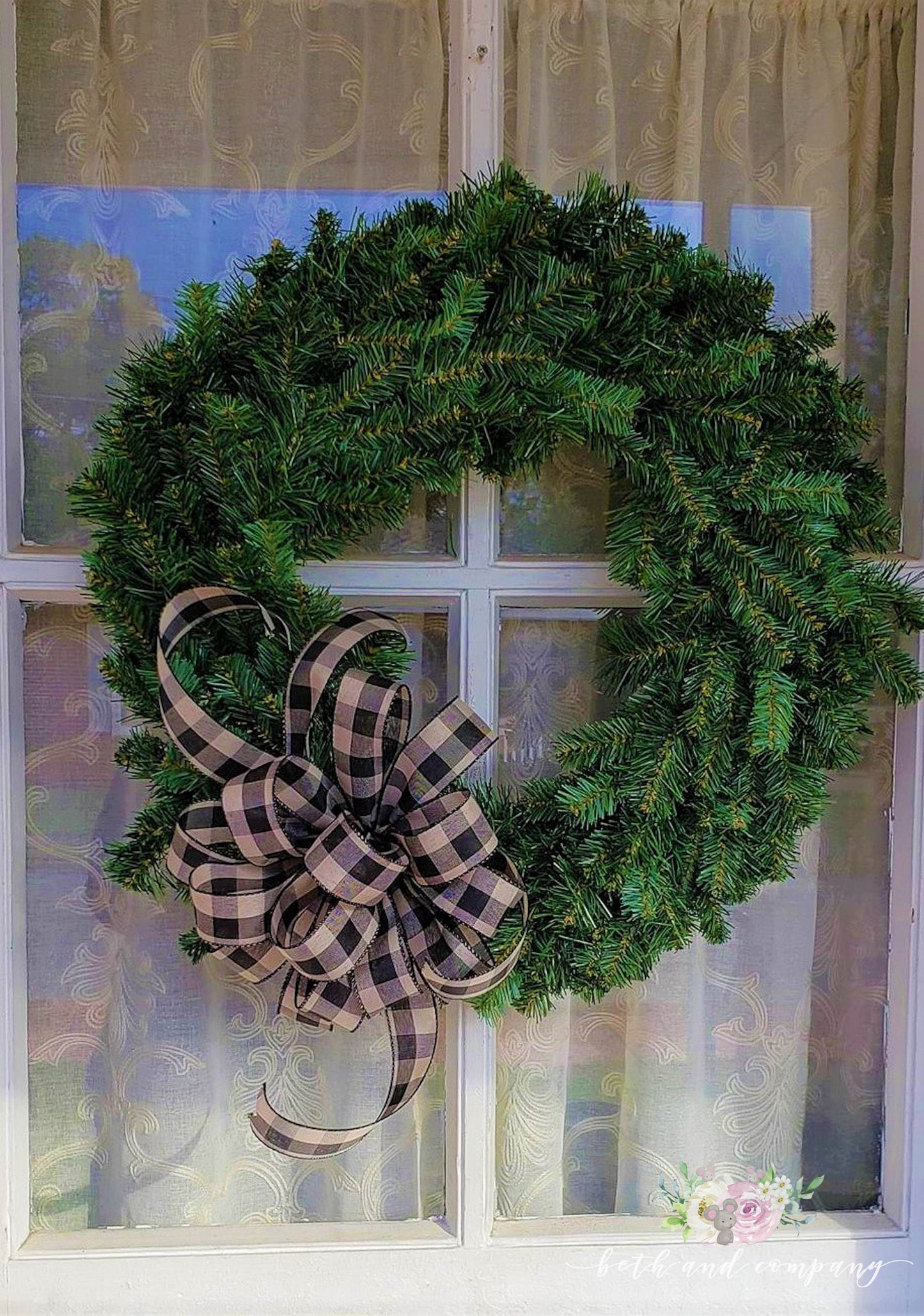 Black and Cream Buffalo Plaid Bow, Buffalo Plaid Farmhouse Spring Summer Bow