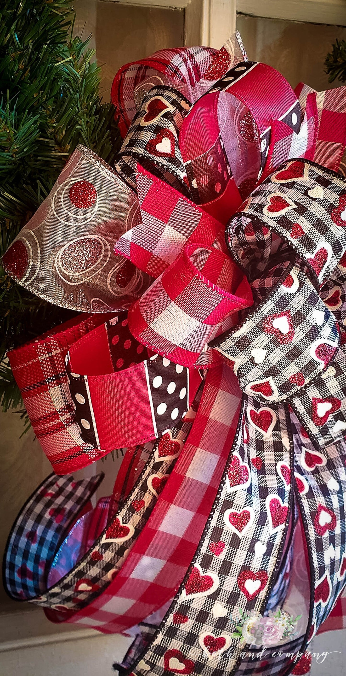 Valentine's Day Wreath Bow, Valentine Buffalo Plaid Bow
