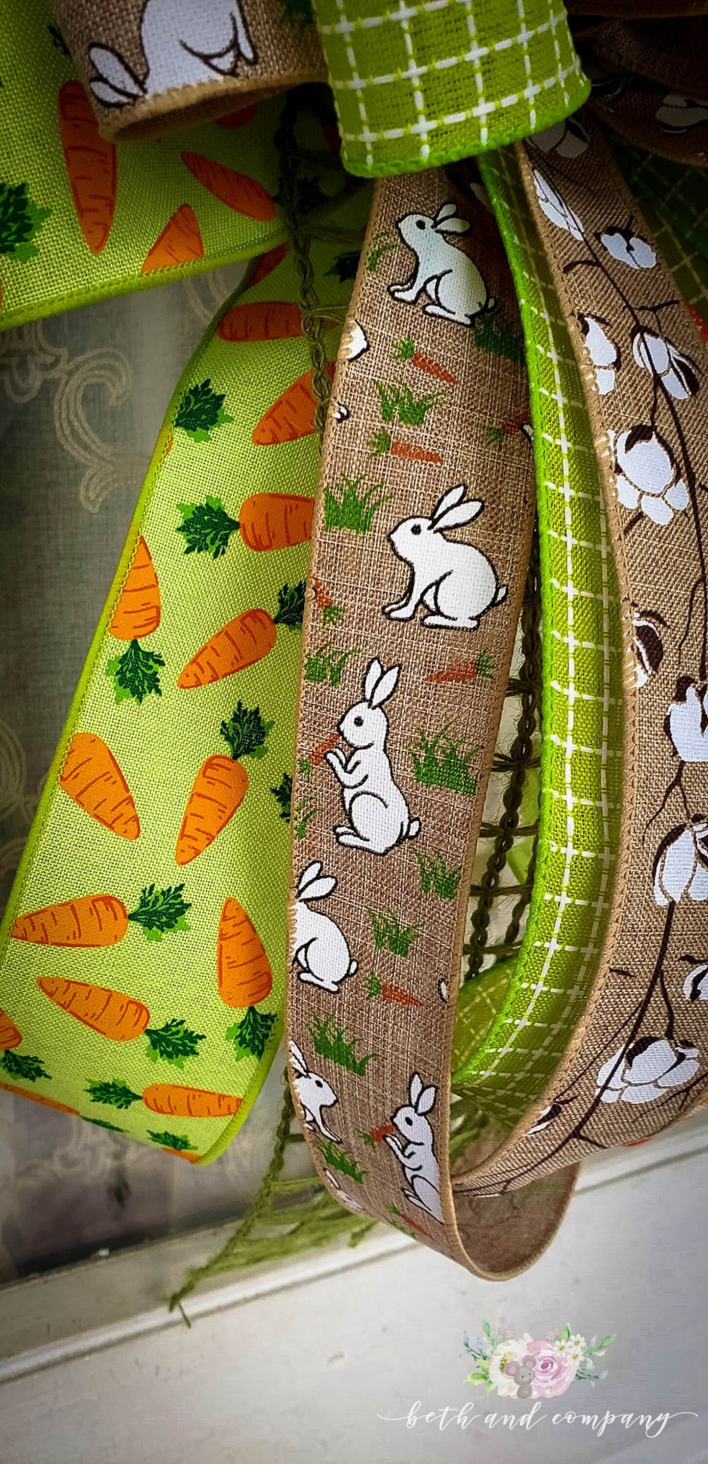 Cottontail Easter Wreath Bow Easter Decorations Easter Front Door Decor