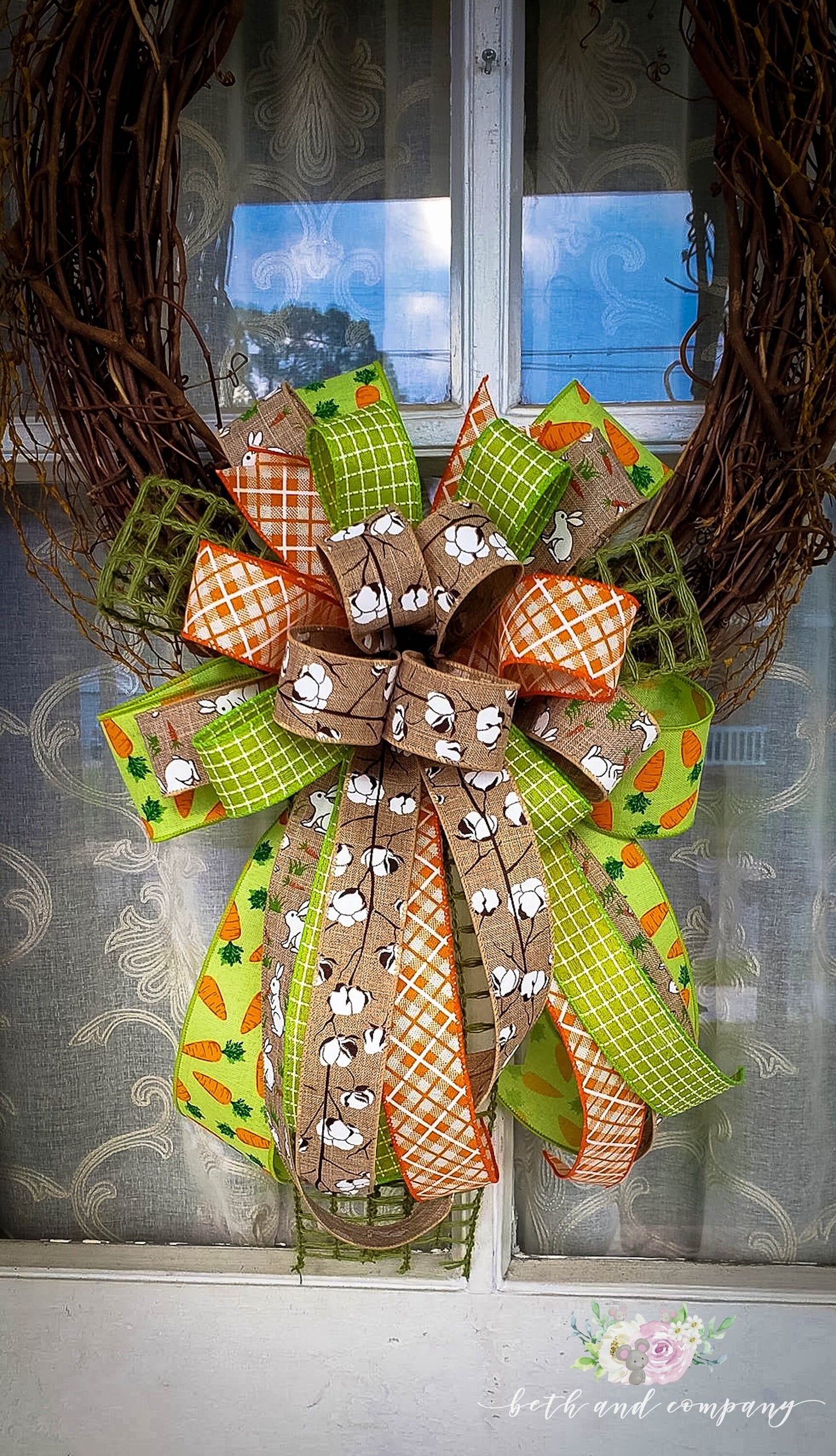 Cottontail Easter Wreath Bow Easter Decorations Easter Front Door Decor