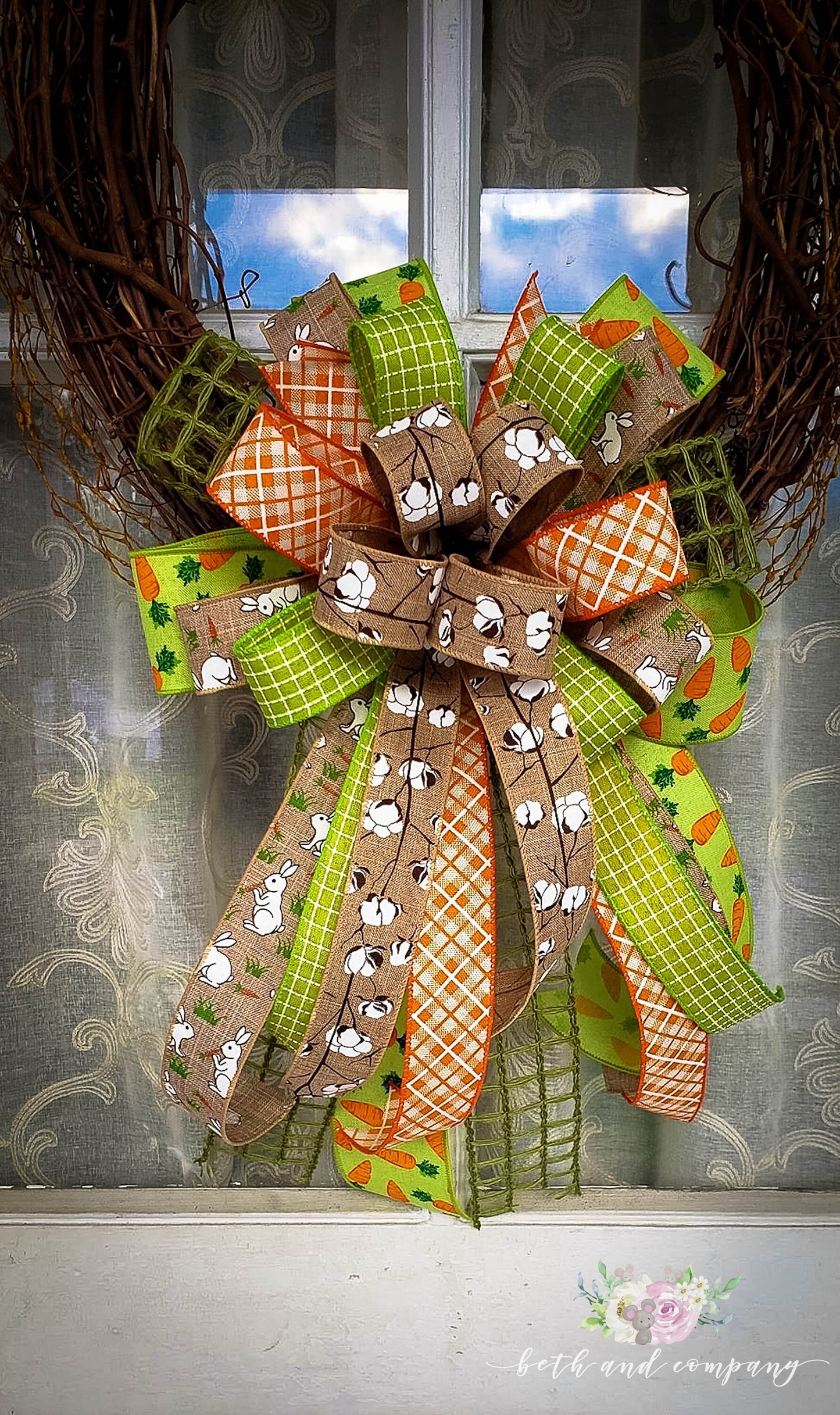 Cottontail Easter Wreath Bow Easter Decorations Easter Front Door Decor