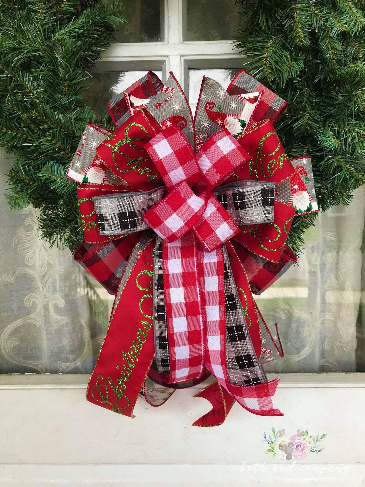 Christmas Bow Christmas Gnome Wreath Bow Gnome for the Holidays Gnome Decorations