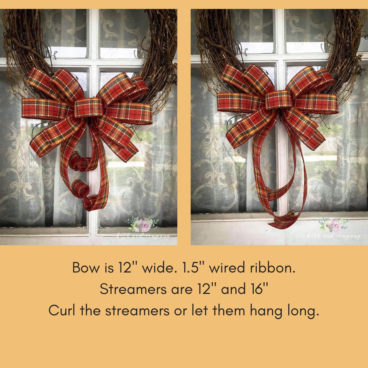 Fall Decor Farmhouse Fall Wreath Bow, Thanksgiving wreath bow