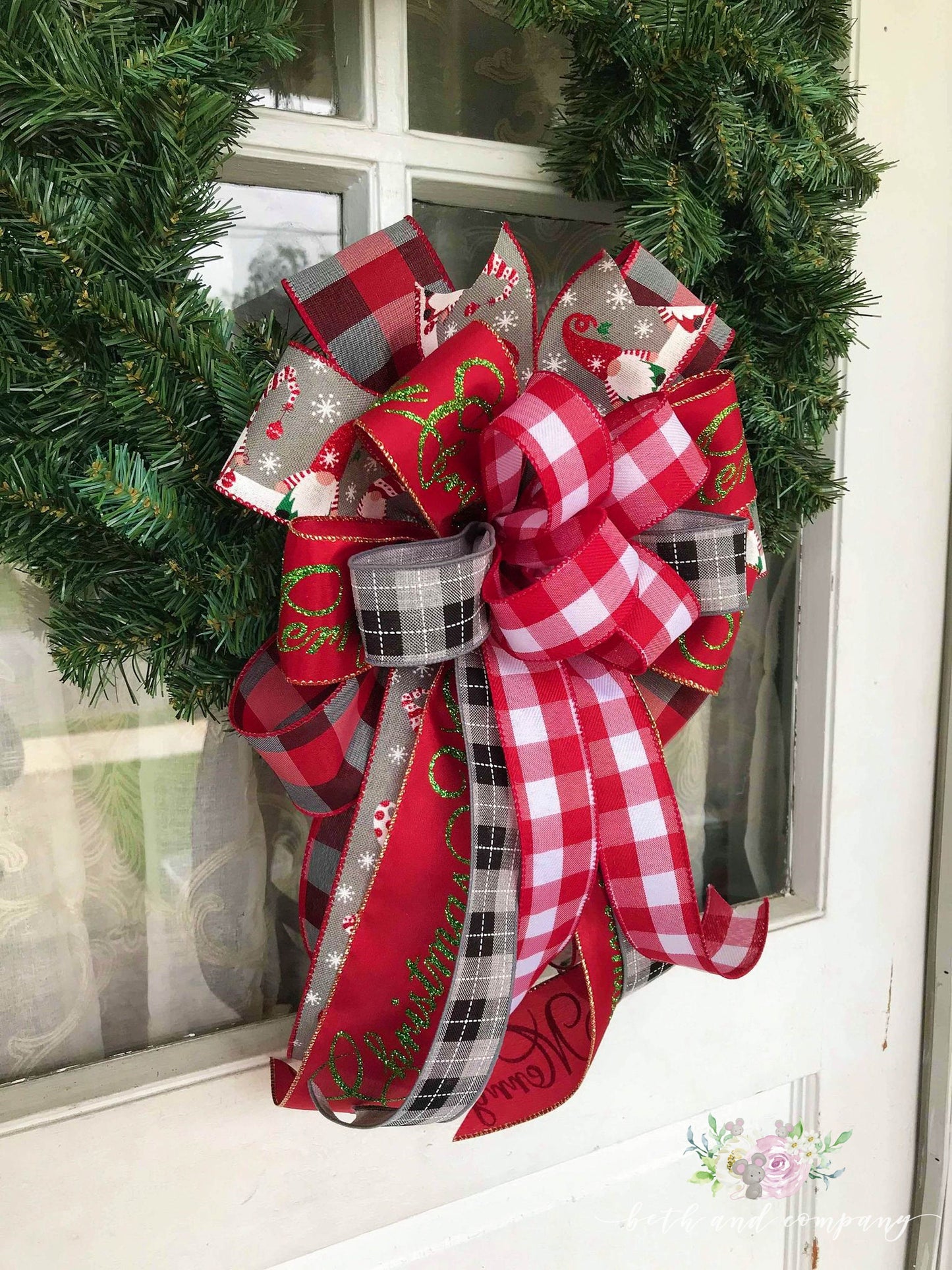 Christmas Bow Christmas Gnome Wreath Bow Gnome for the Holidays Gnome Decorations