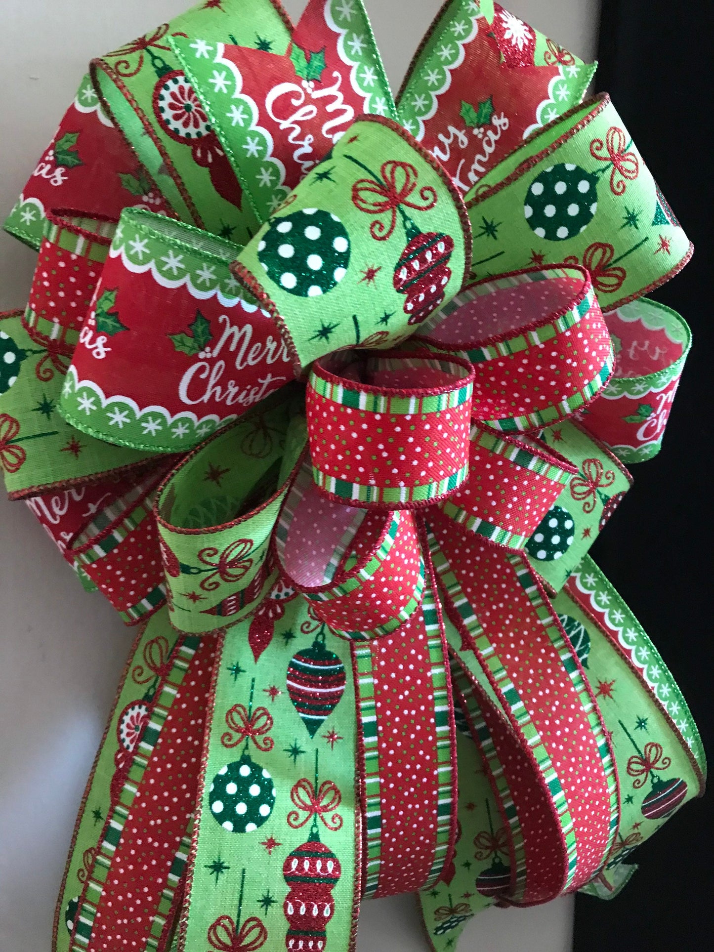 Christmas Bow Retro Christmas Ornament Wreath Bow Lime Green Bow