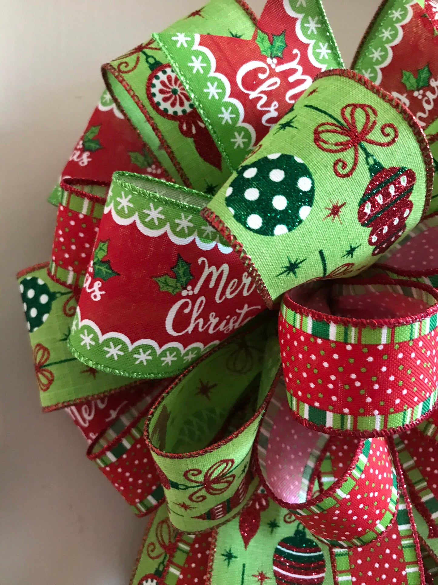 Christmas Bow Retro Christmas Ornament Wreath Bow Lime Green Bow