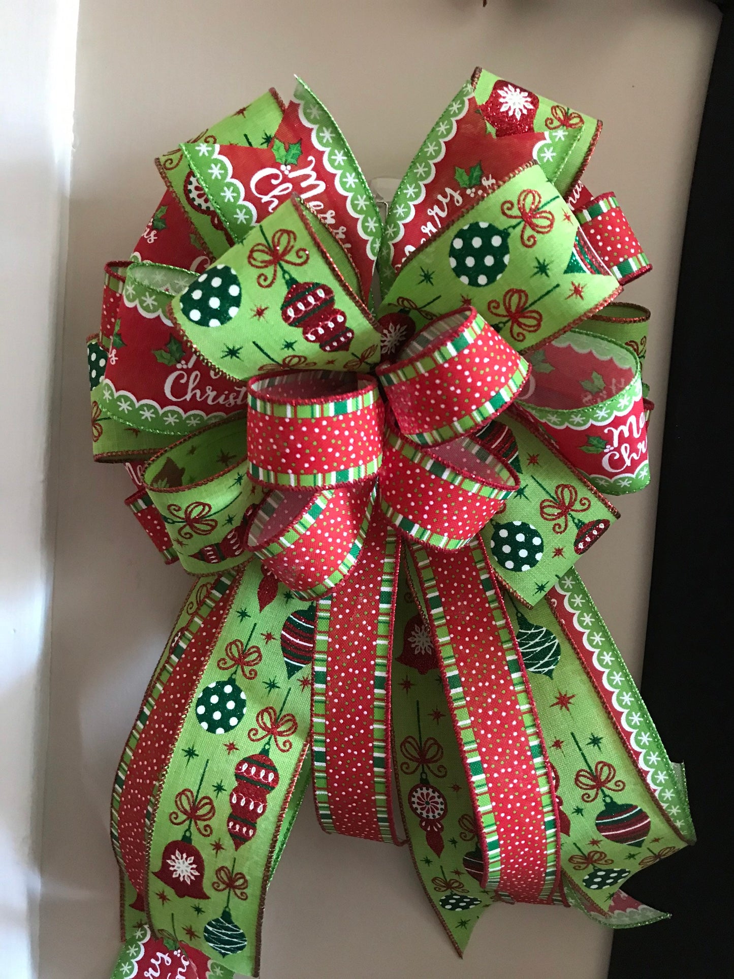 Christmas Bow Retro Christmas Ornament Wreath Bow Lime Green Bow