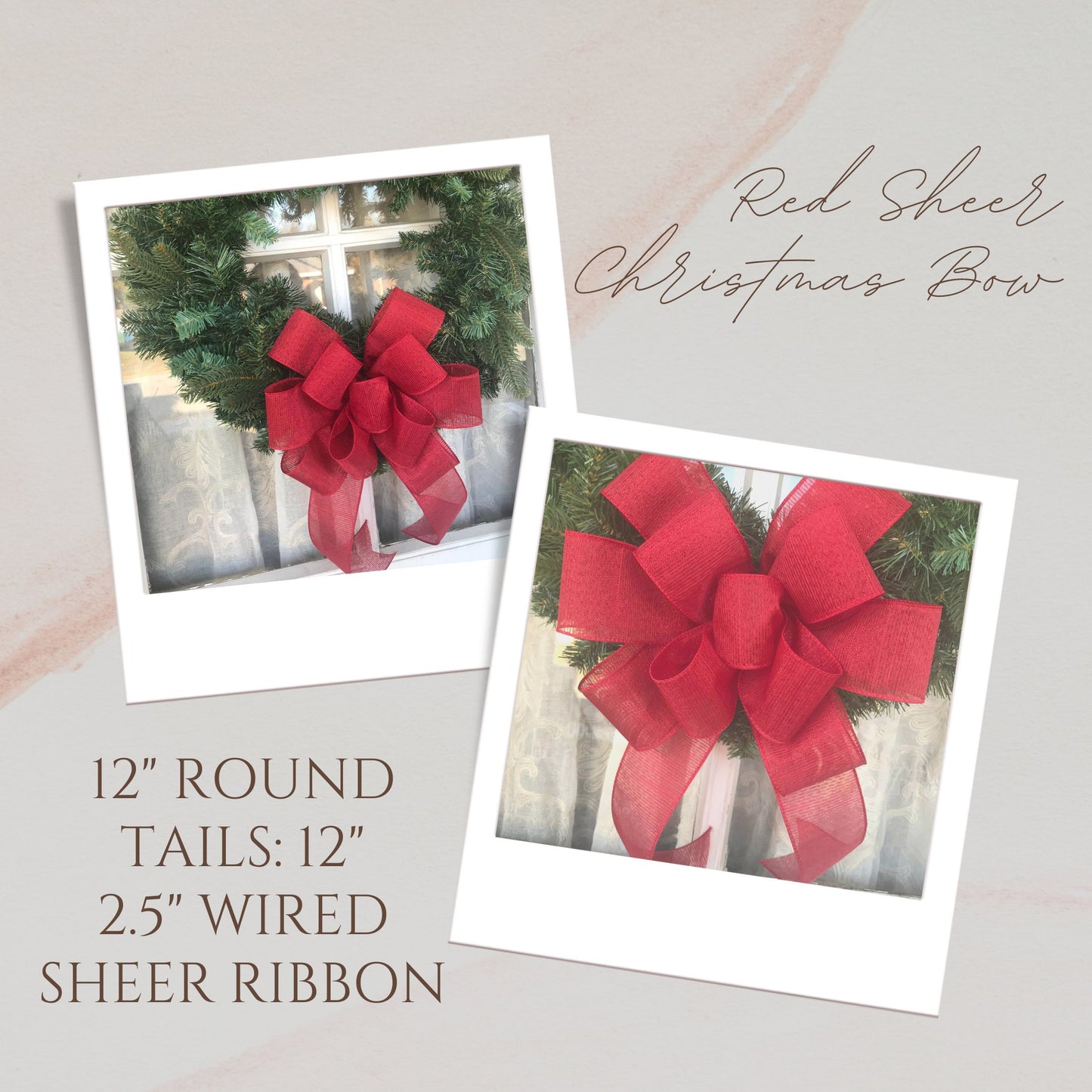 Red Christmas Bow Red Sheer Christmas Lantern Bow