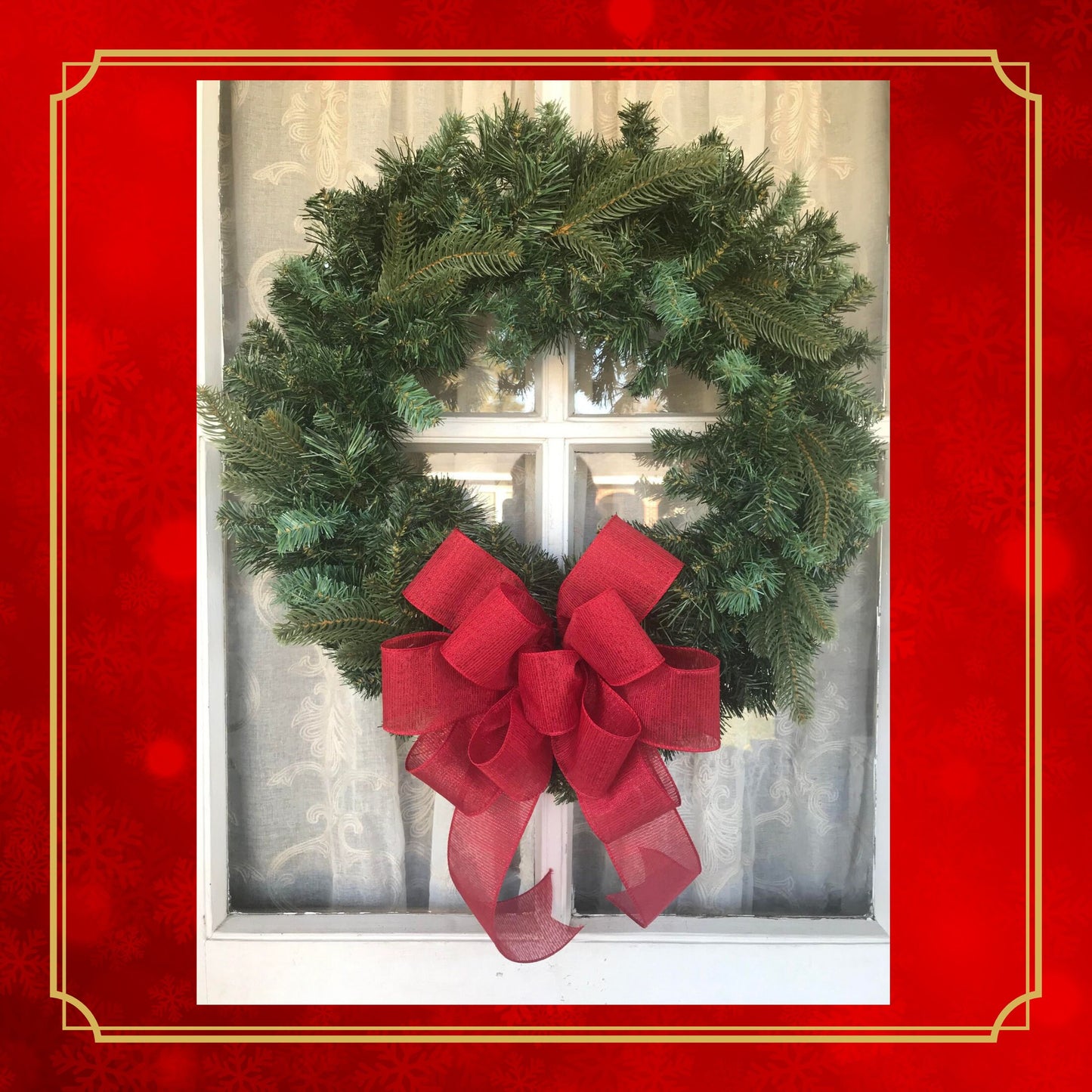 Red Christmas Bow Red Sheer Christmas Lantern Bow
