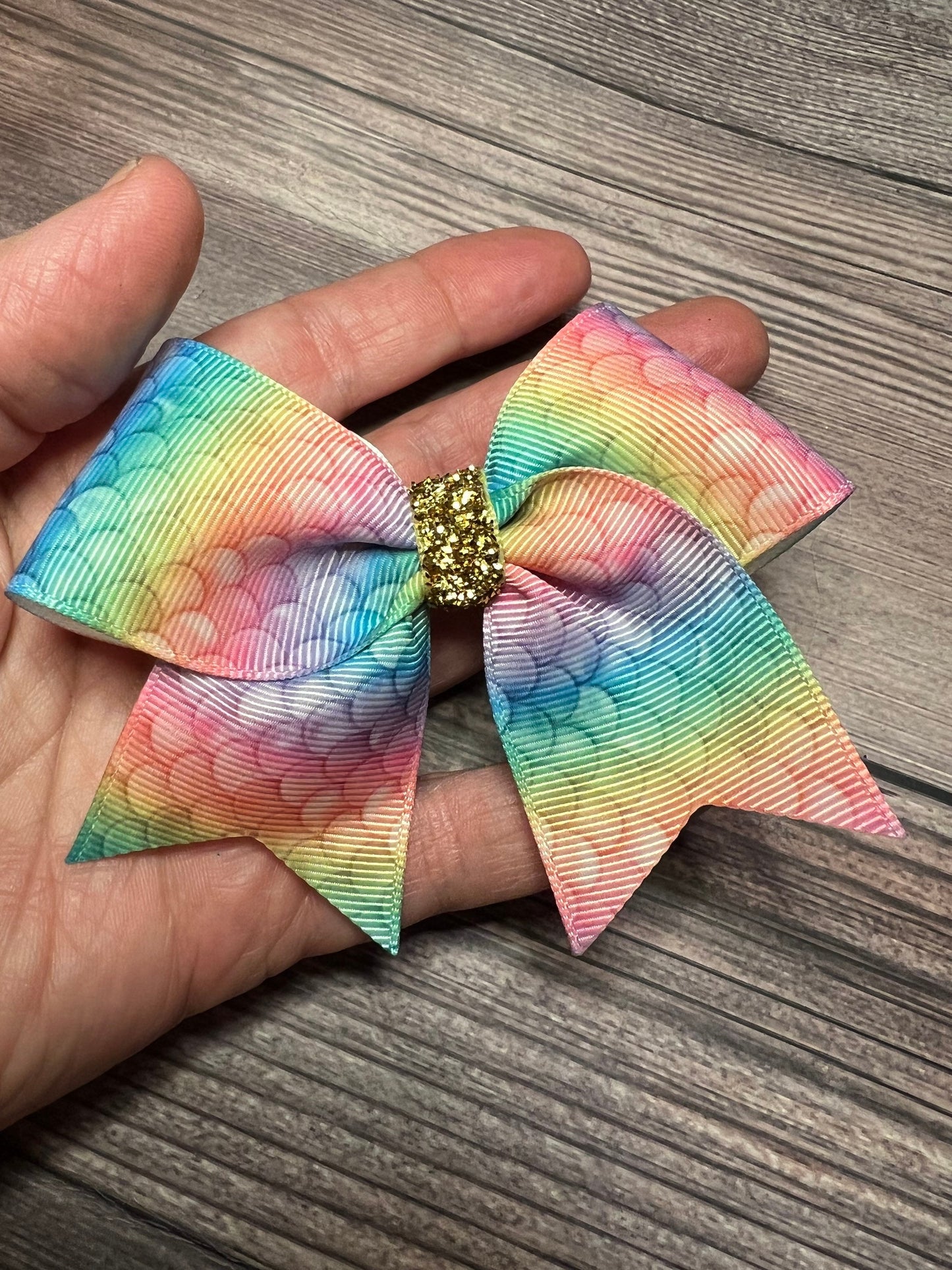 Small Hair-bow, Mermaid Toddler Hair Bow, Rainbow Mermaid, Clip on Toddler Bow