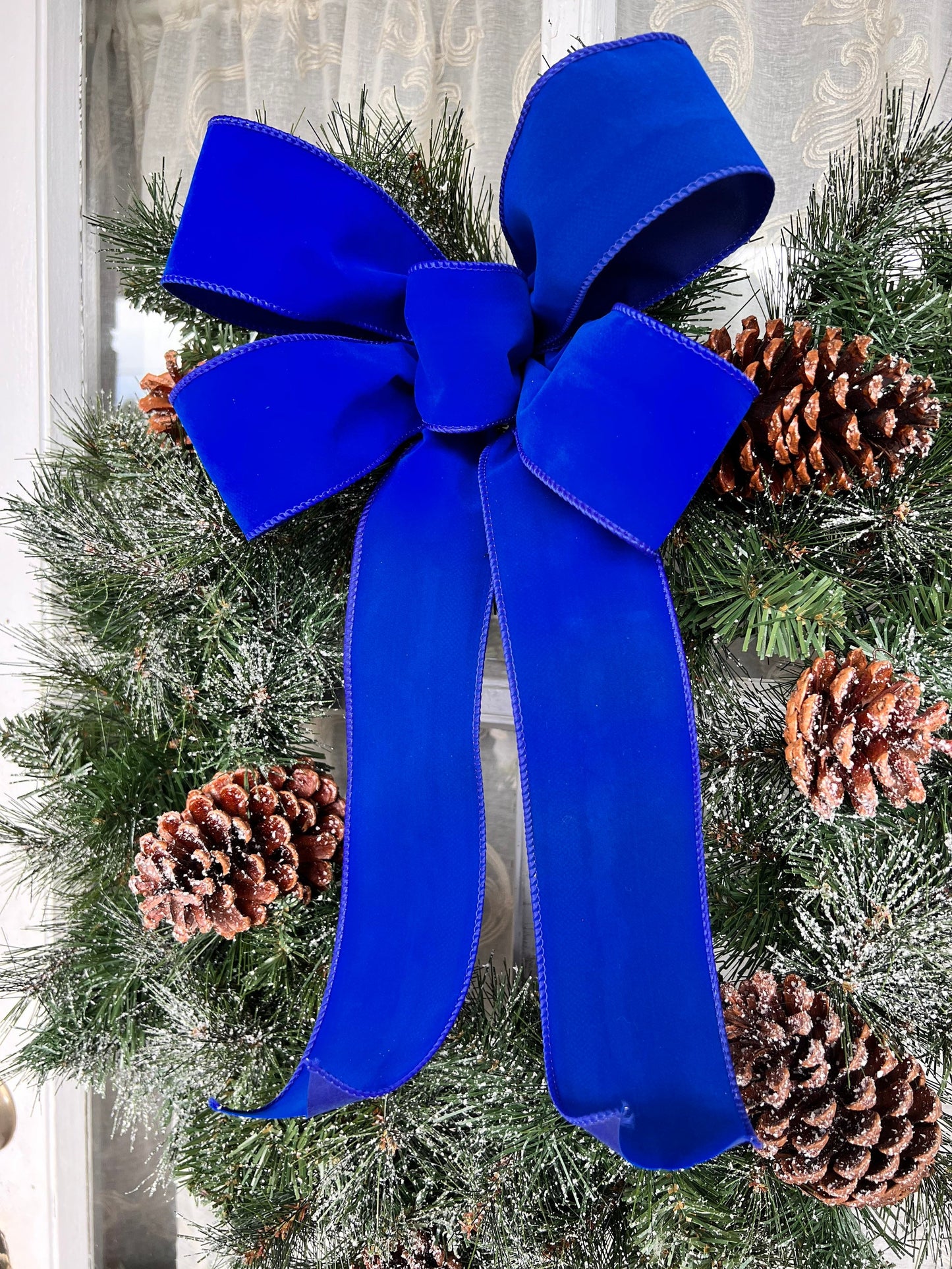 Christmas Bow Blue Velvet Bow Royal Blue Velvet Christmas Bow