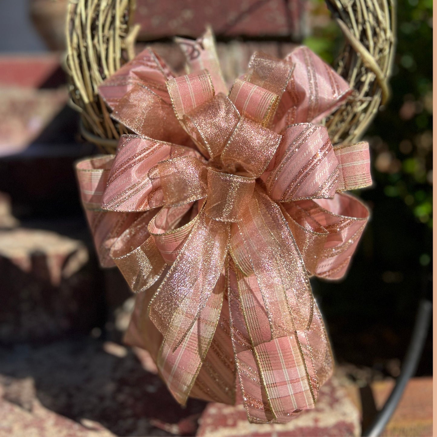 Christmas Bow Rose Gold WreathBow Victorian Tree Topper Rose Gold Christmas Decor