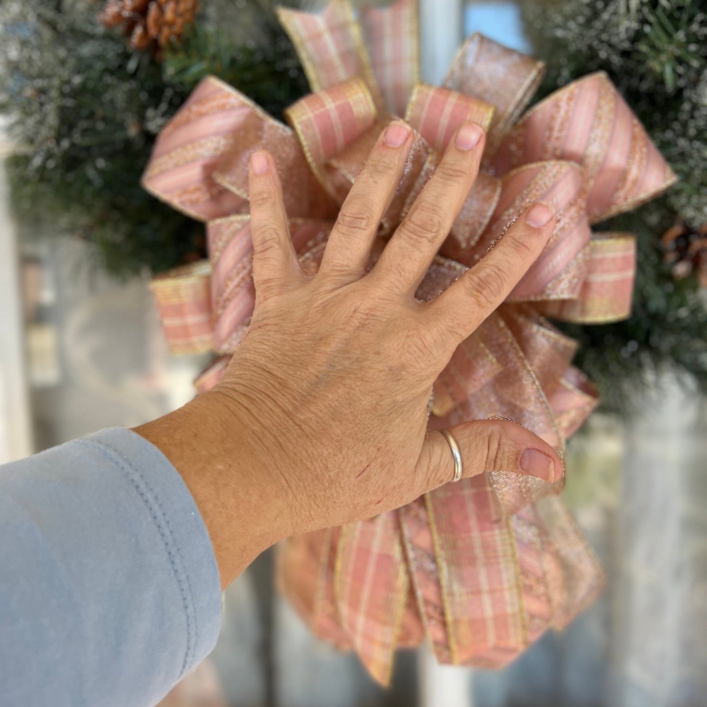 Christmas Bow Rose Gold WreathBow Victorian Tree Topper Rose Gold Christmas Decor