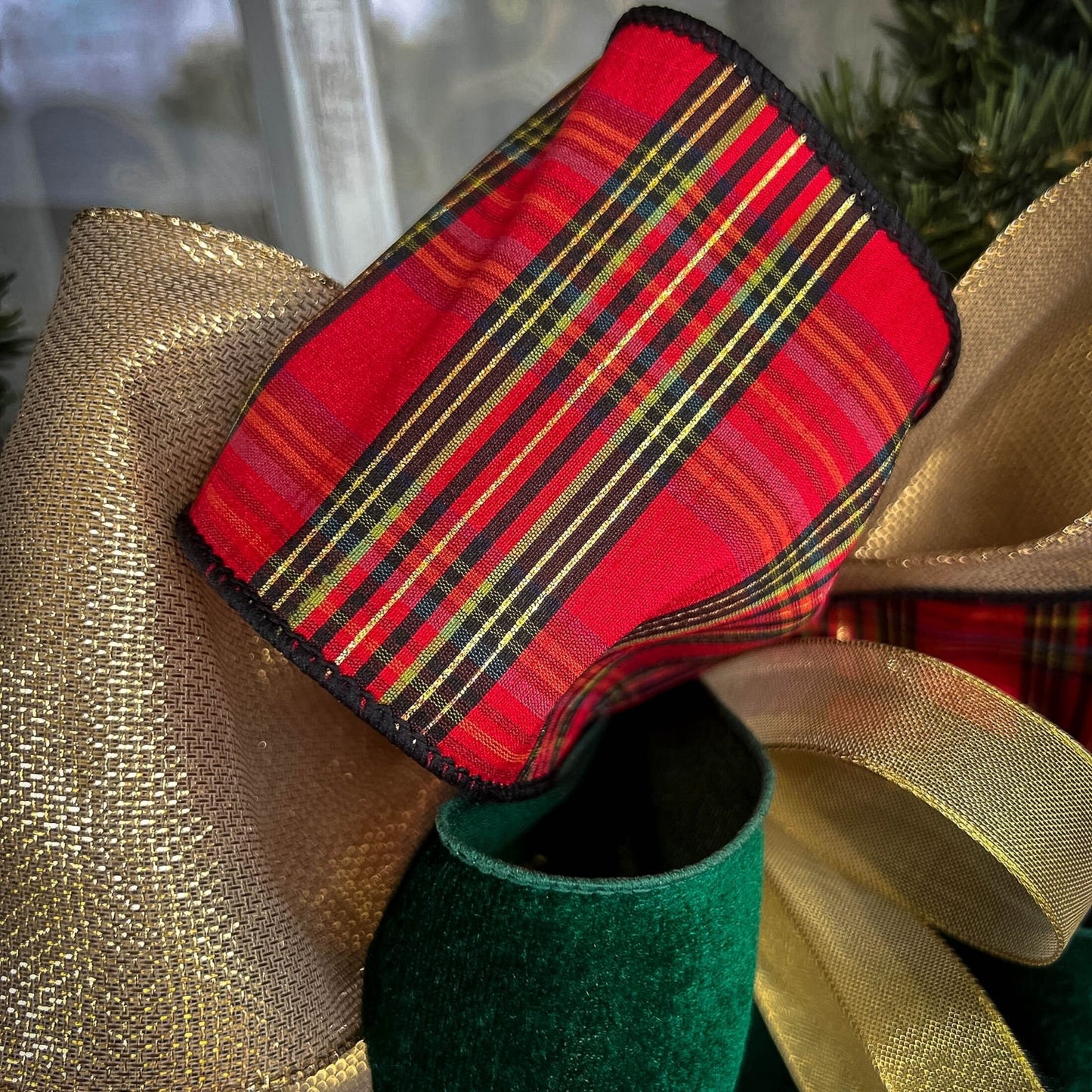 Christmas Bow Elegant Edinburgh Plaid Dupioni Bow