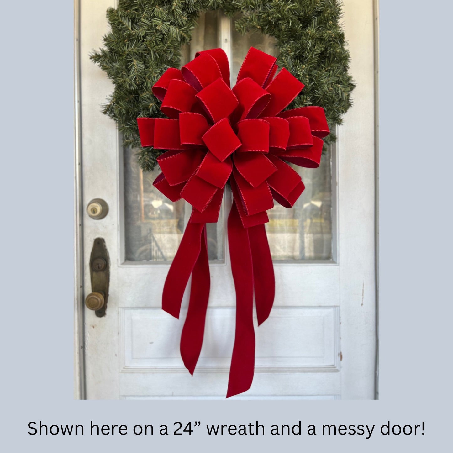 Extra Large Christmas Bow 18 Inch 20 Inch Red Velvet Outdoor Bow for 36 to 60 Inch Red Christmas Wreath Bow Giant Wreath Bows