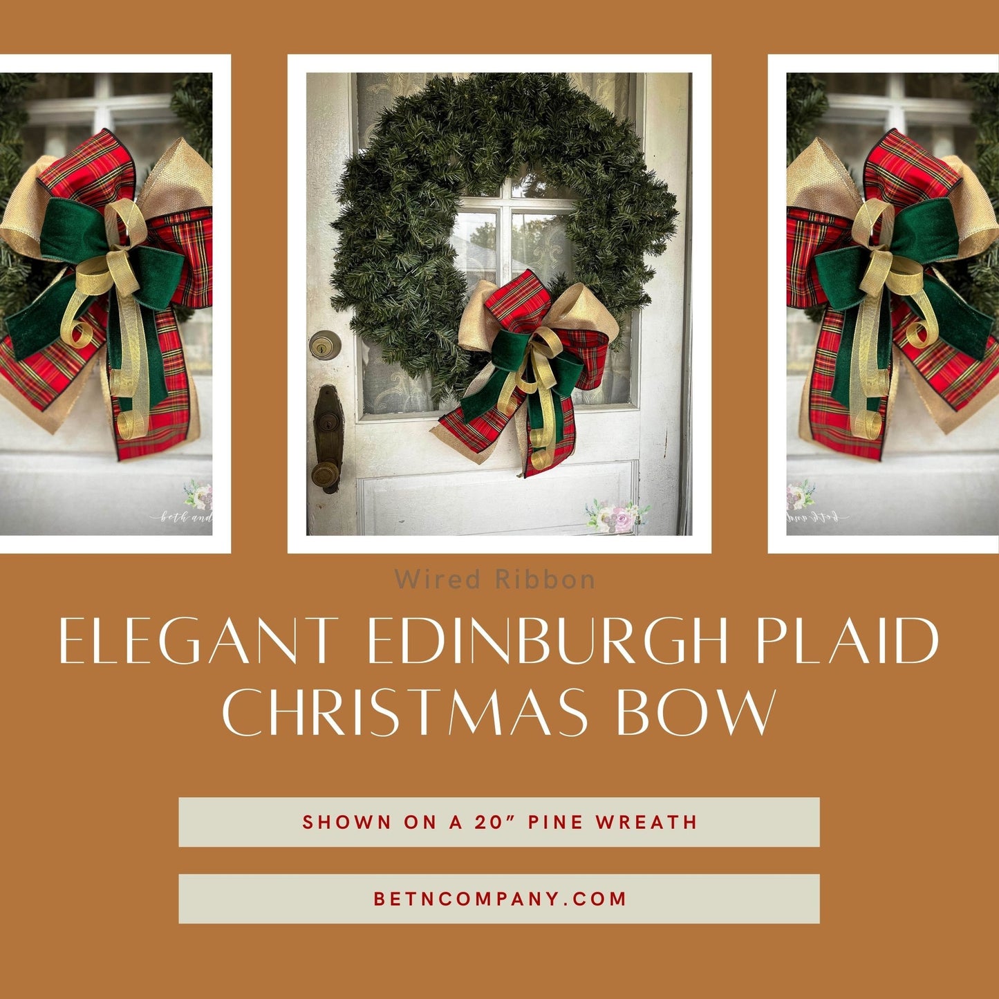Christmas Bow Elegant Edinburgh Plaid Dupioni Bow