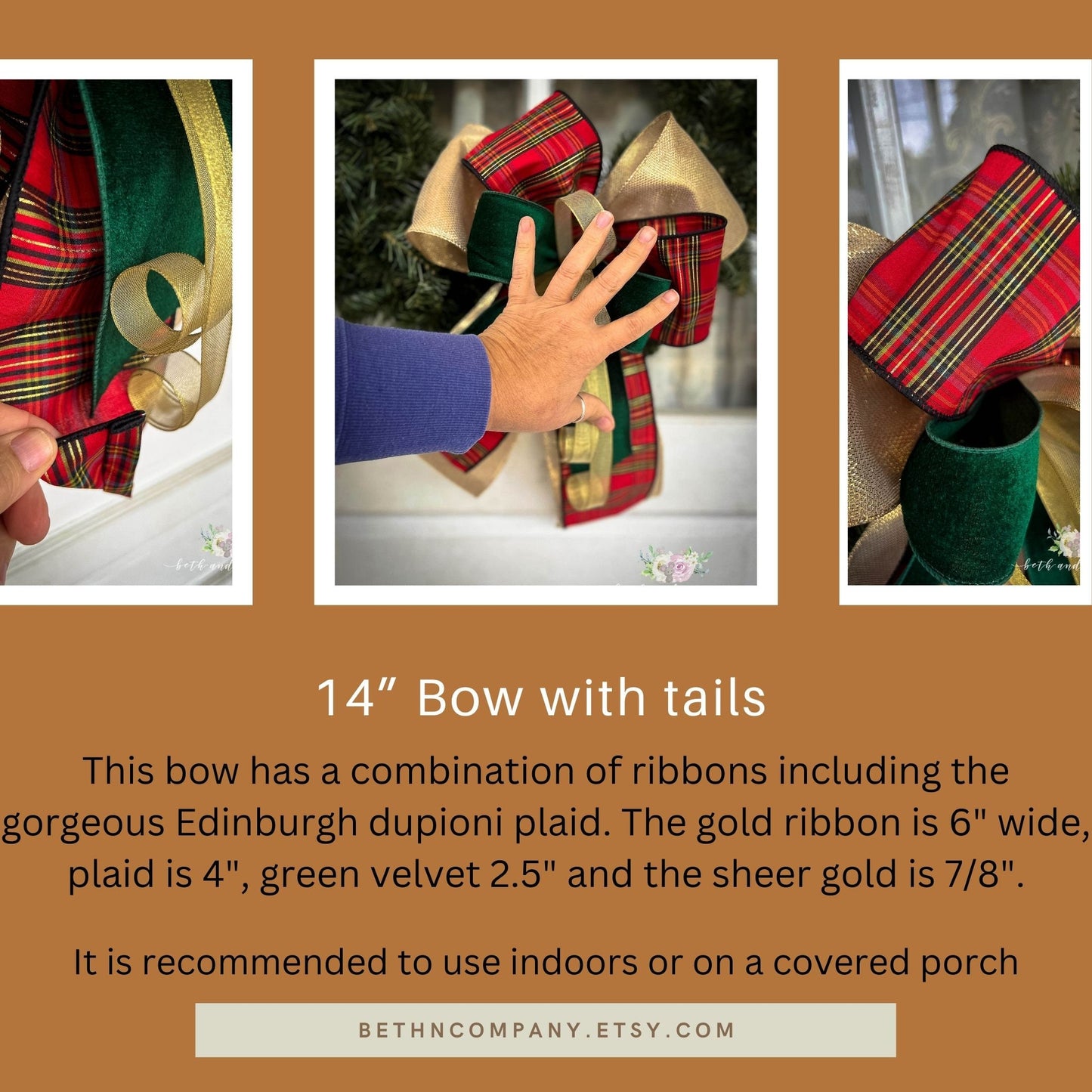 Christmas Bow Elegant Edinburgh Plaid Dupioni Bow