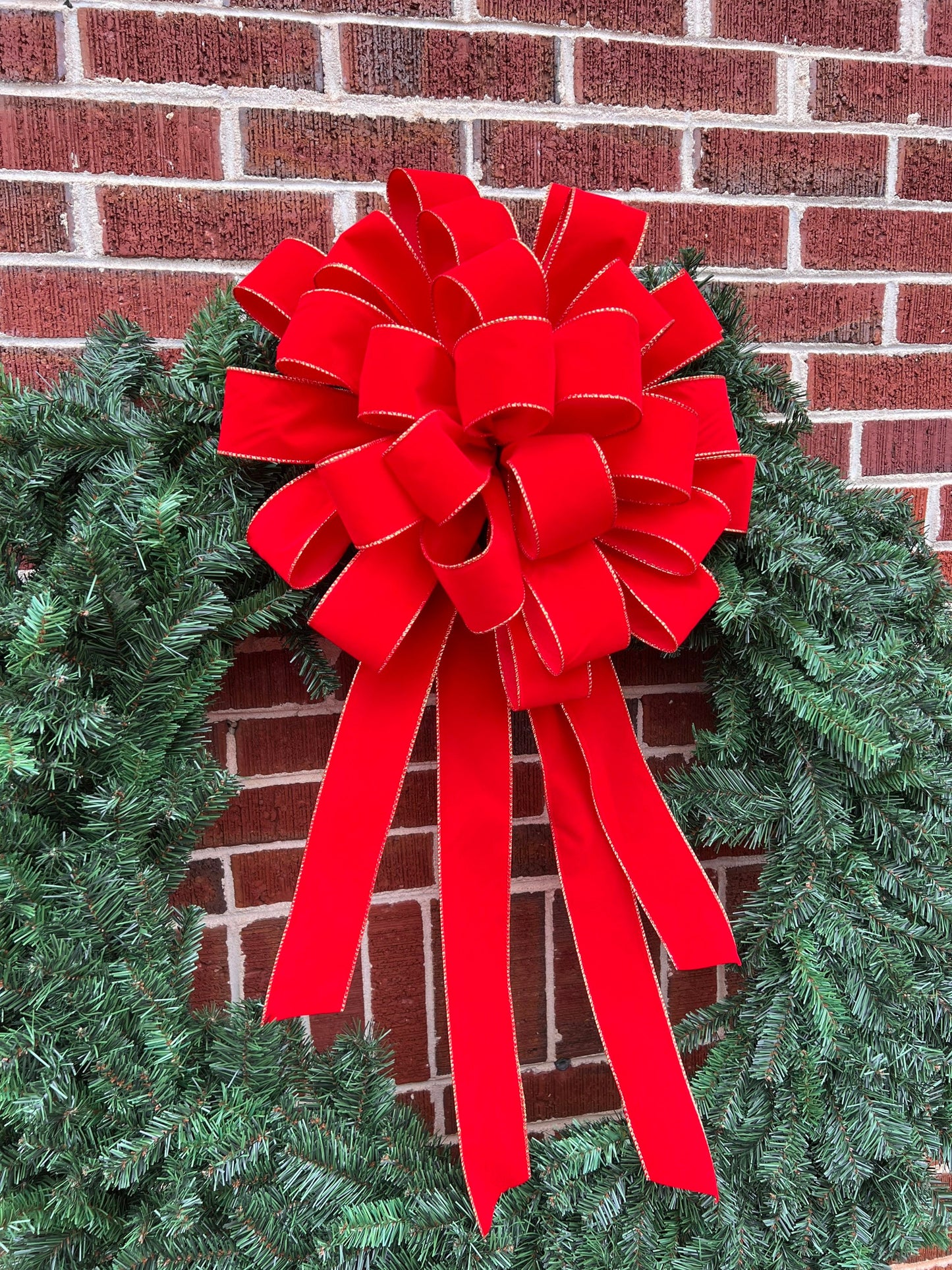Extra Large Christmas Bow 18 Inch 20 Inch Red Velvet Outdoor Bow for 36 to 60 Inch Red Christmas Wreath Bow Giant Wreath Bows