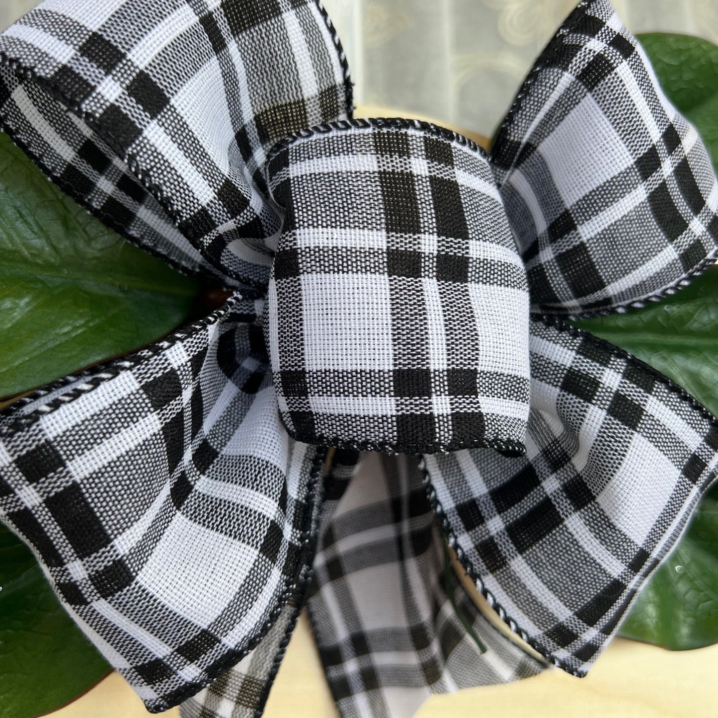Everyday Bow Door Hanger Bow Black and White Plaid 8 inch Bow Small Bow for Door Sign