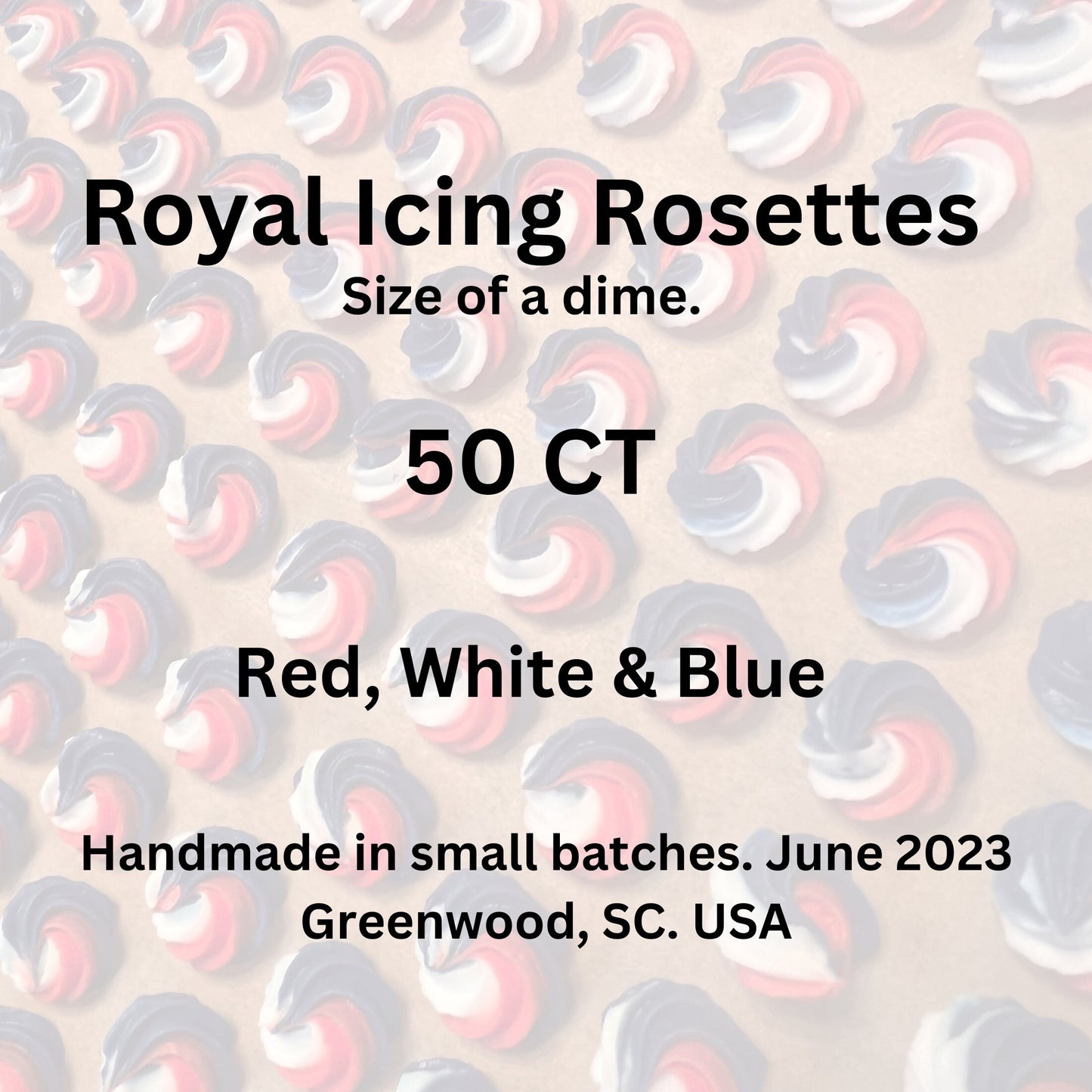 July 4th Edible Sugar Flowers Patriotic Rosettes Royal Icing Flowers for Fourth of July Edible Cake Decorations
