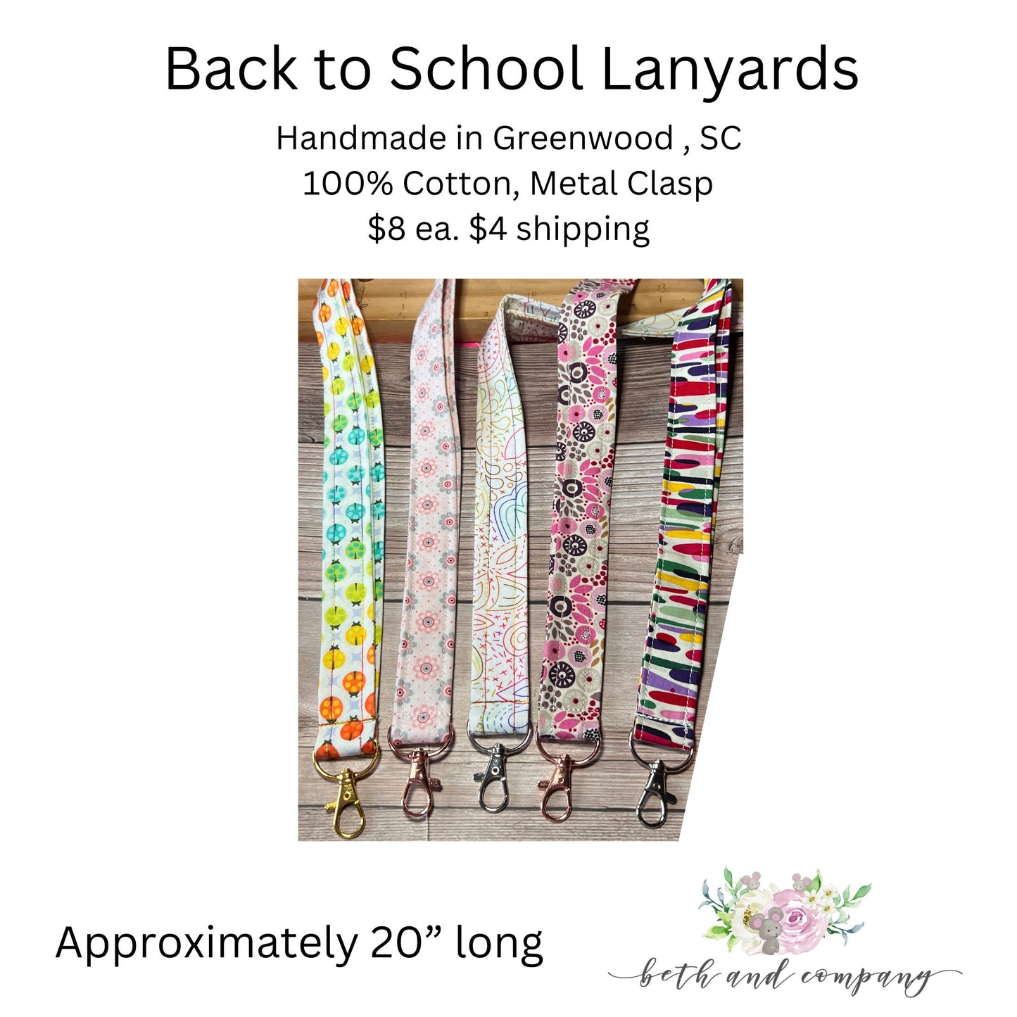 Lanyard Handmade Cotton ID Holder Lanyard for School or Work ID Badge