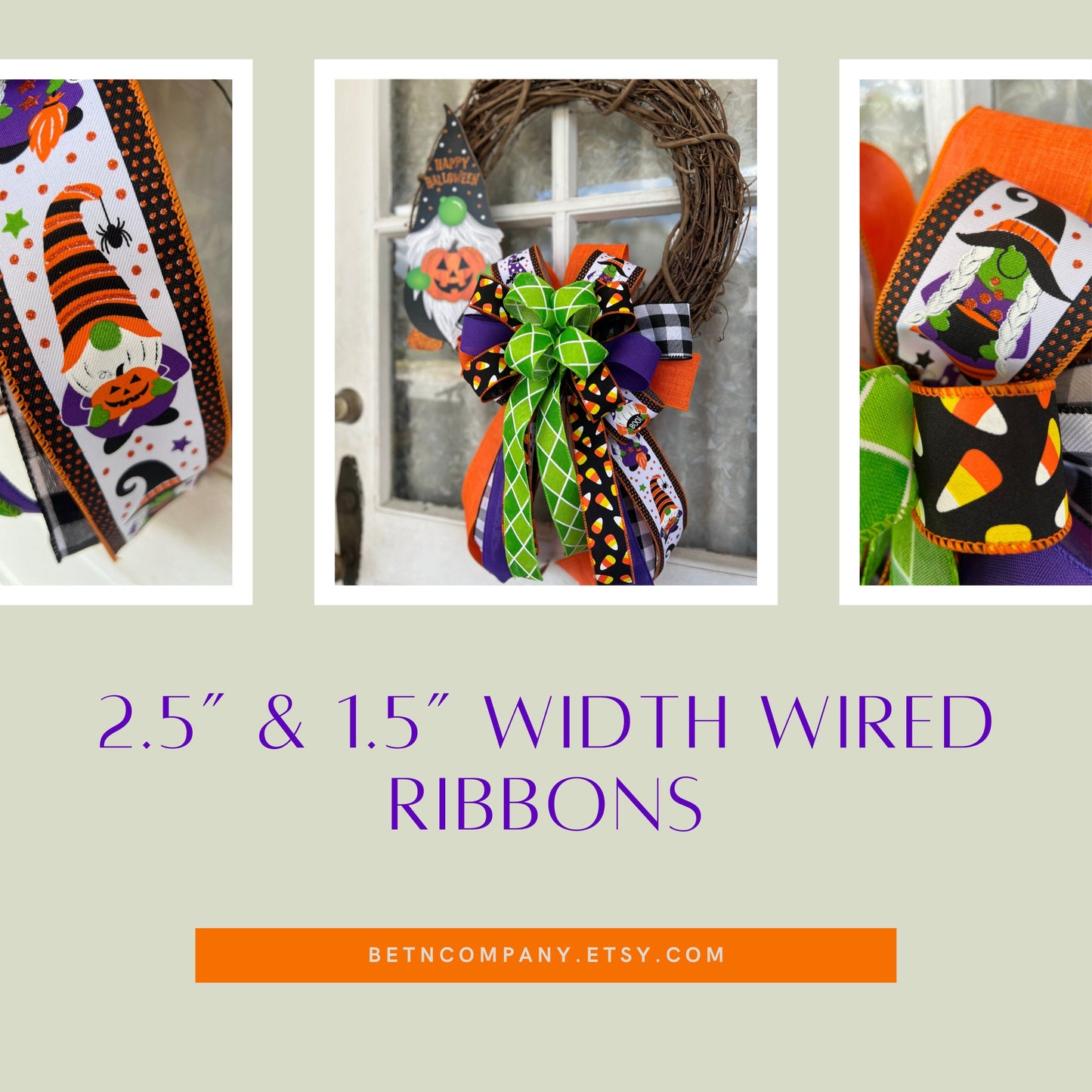 Halloween Bow for wreaths/ Funky Inspired Halloween Bow / Wreath Bow