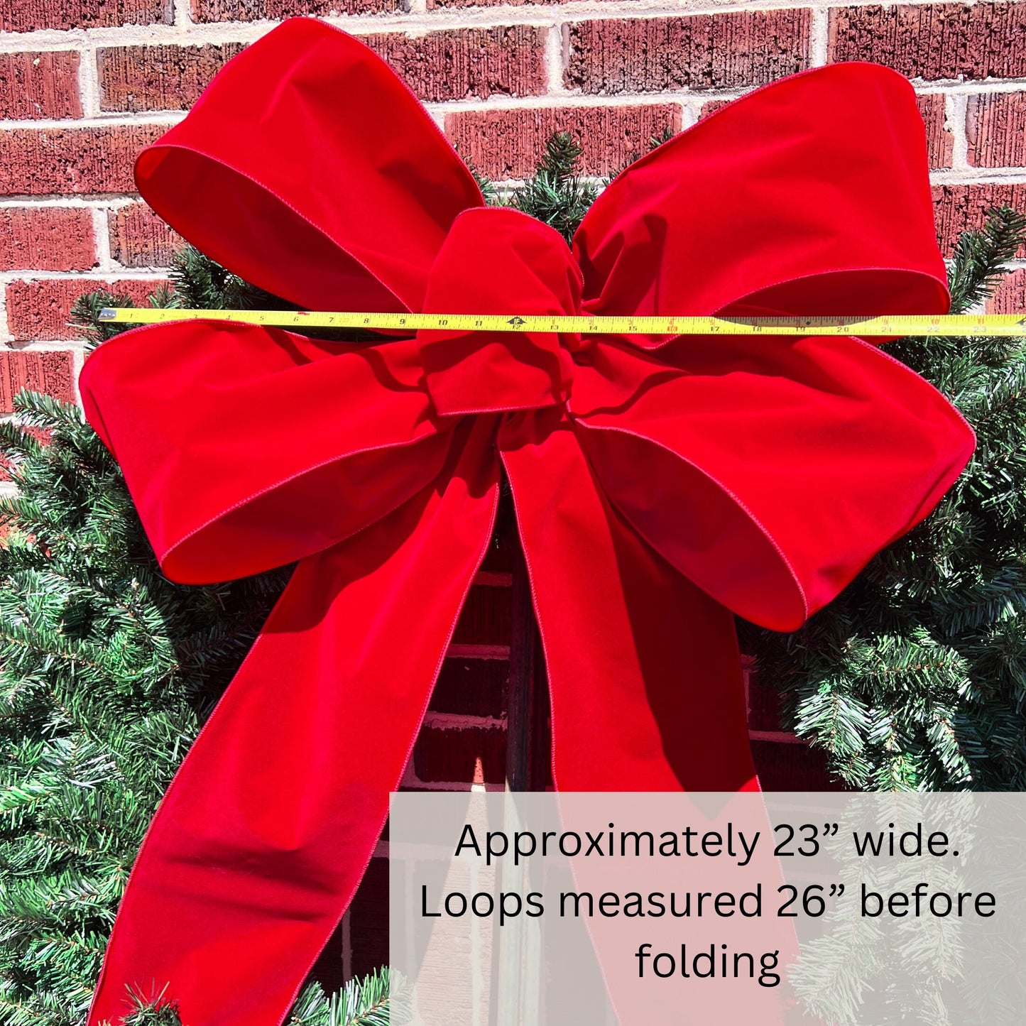 Large Christmas Bow Red Velvet Heavy Duty Gauge Wired Outdoor Bow for 5ft/6ft Wreath Red Christmas Bow with Poly Liner Weatherproof