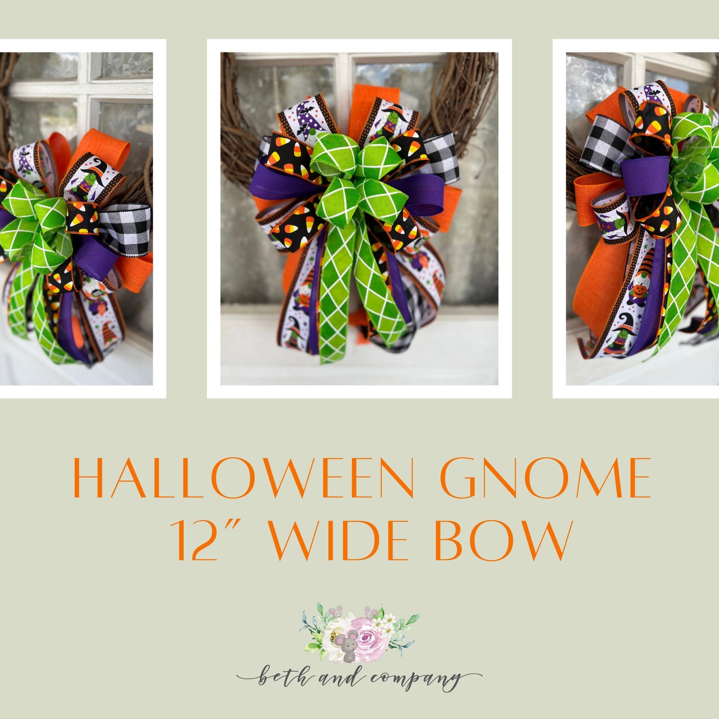 Halloween Bow for wreaths/ Funky Inspired Halloween Bow / Wreath Bow
