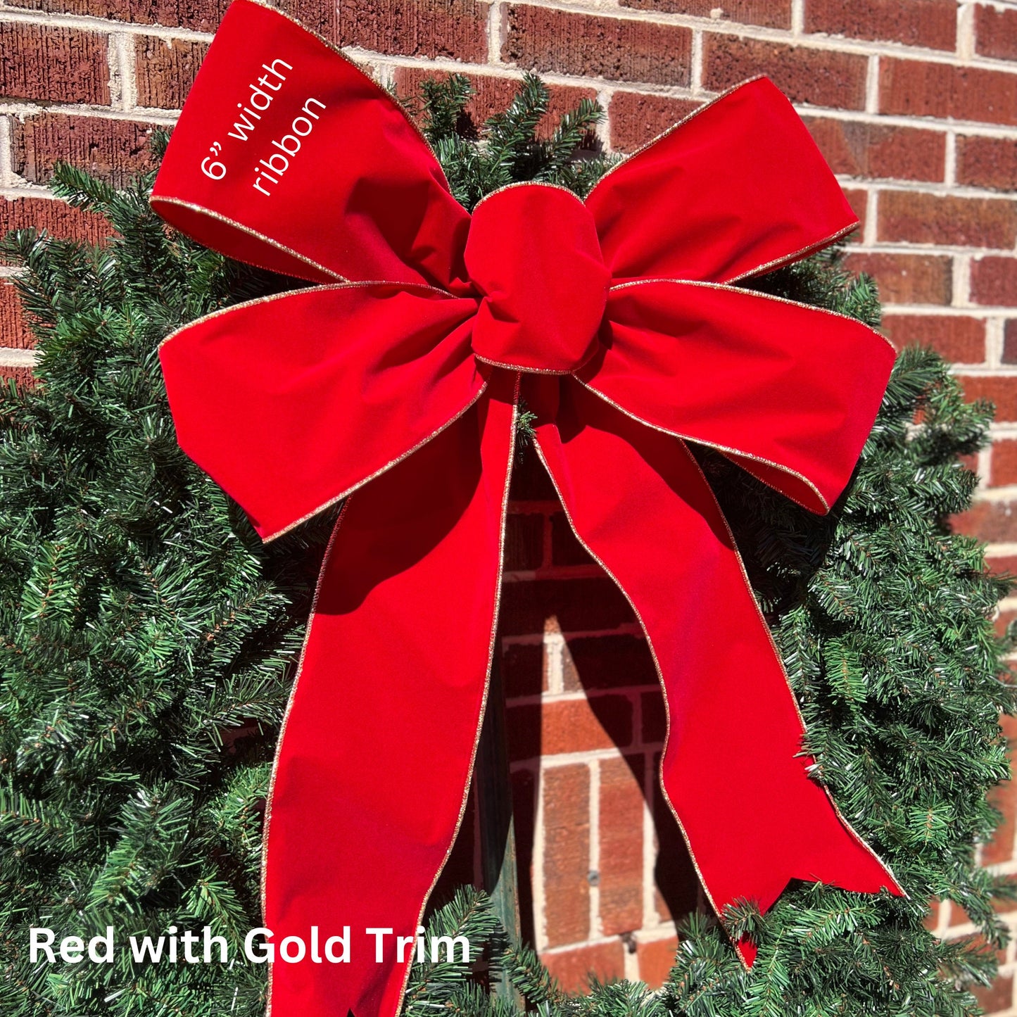 Large Christmas Bow Red Velvet Heavy Duty Gauge Wired Outdoor Bow for 5ft/6ft Wreath Red Christmas Bow with Poly Liner Weatherproof