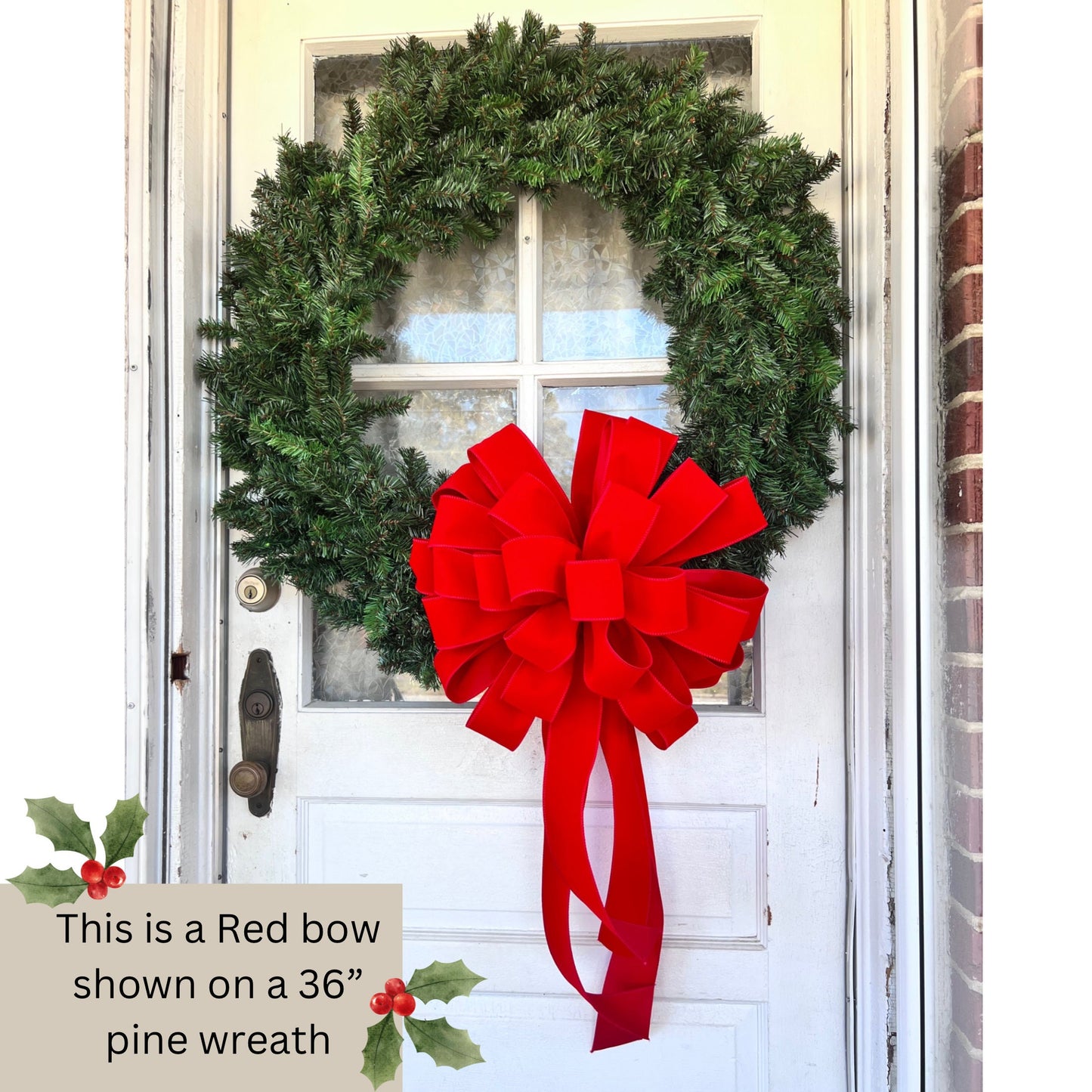 Extra Large Christmas Bow 18 Inch 20 Inch Red Velvet Outdoor Bow for 36 to 60 Inch Red Christmas Wreath Bow Giant Wreath Bows