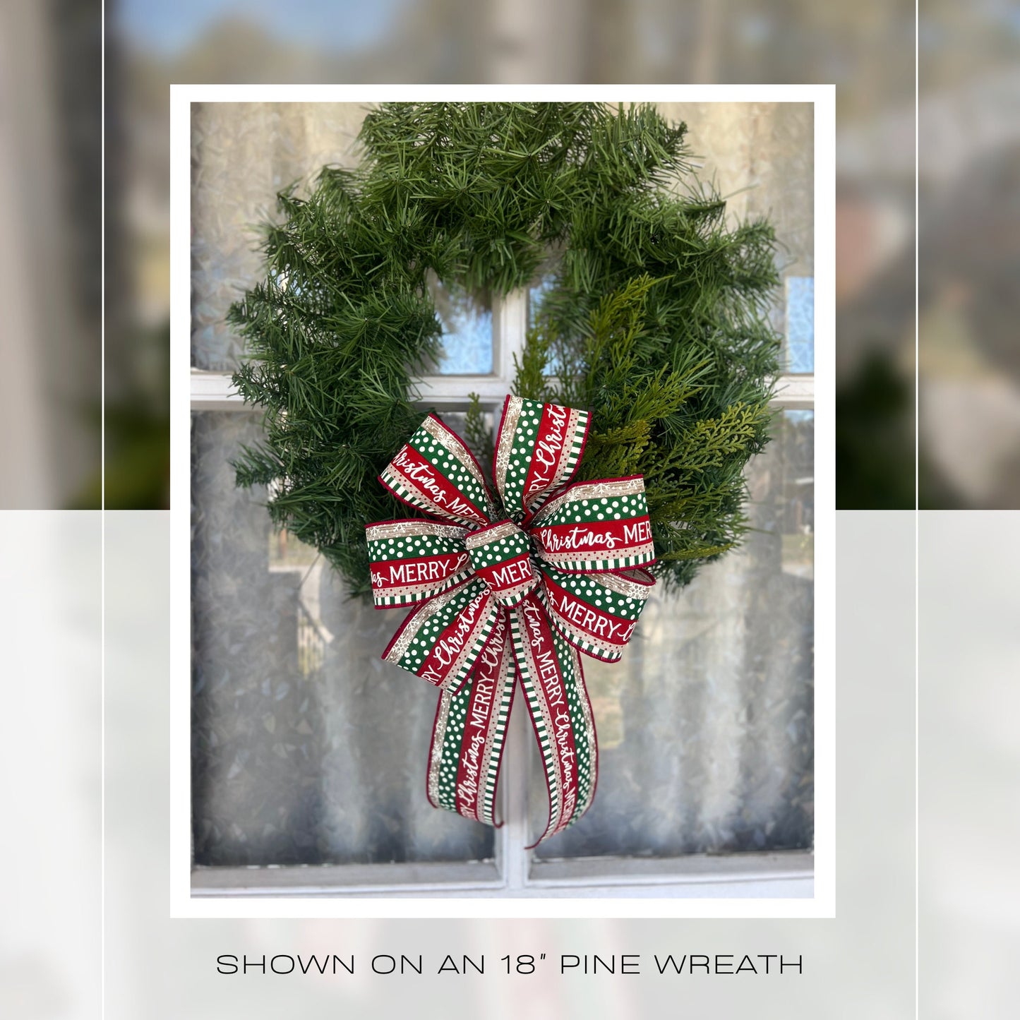 Christmas Bow Merry Christmas Farmhouse Bow for Front Door Tree Topper Christmas Lantern Bow
