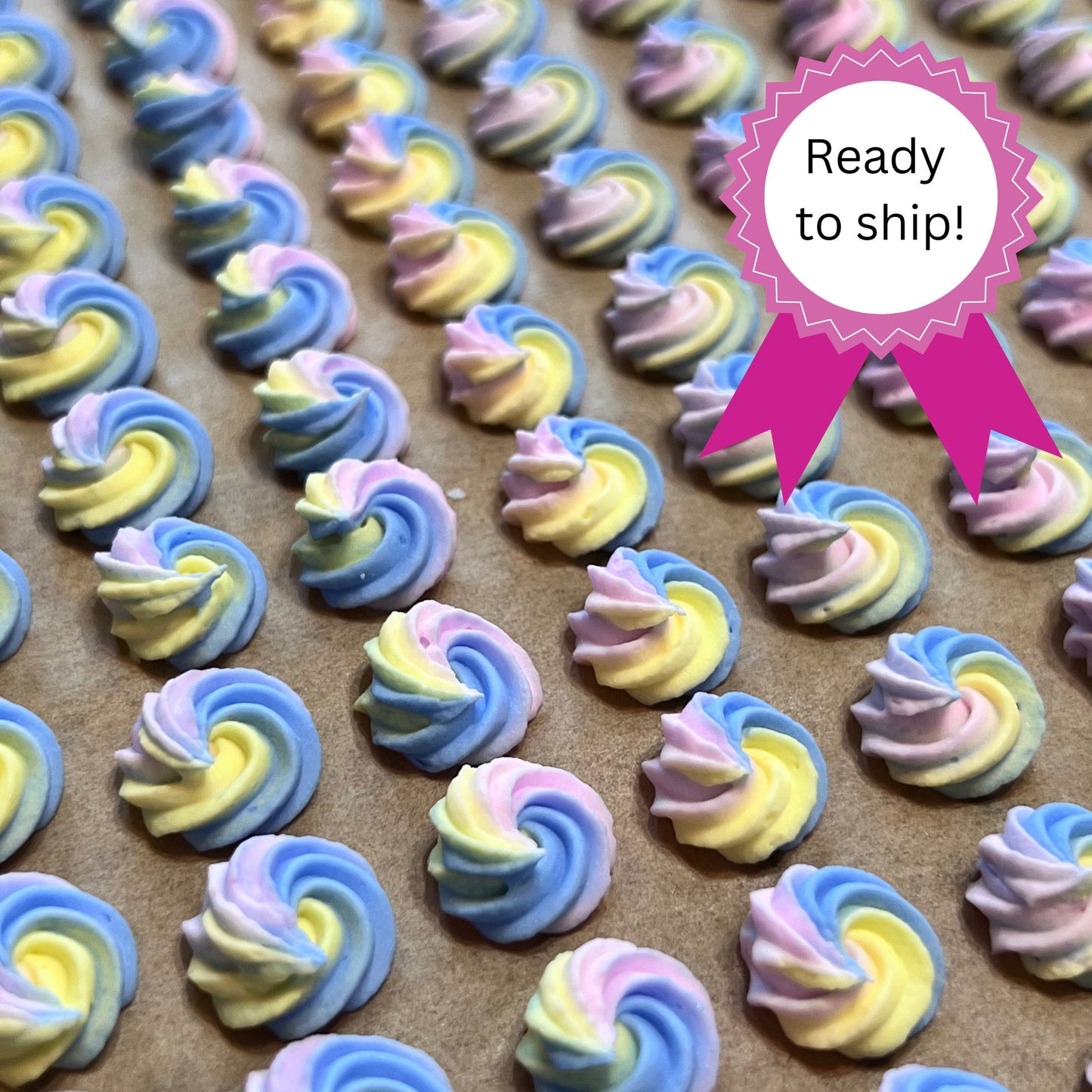 Edible Sugar Flowers Pastel Rosettes Royal Icing Flowers for Mothers Day Edible Cake Decorations for Cupcakes or Cookies Petit Four Flower