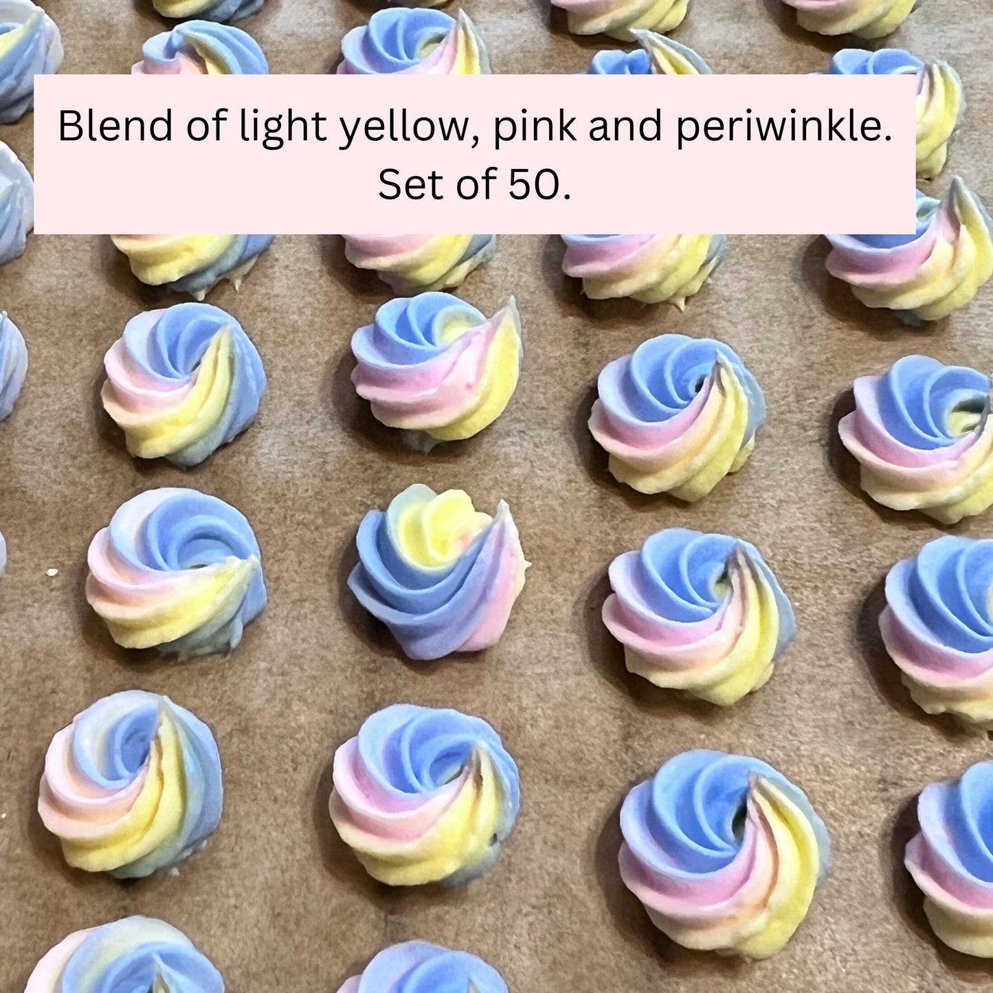 Edible Sugar Flowers Pastel Rosettes Royal Icing Flowers for Mothers Day Edible Cake Decorations for Cupcakes or Cookies Petit Four Flower